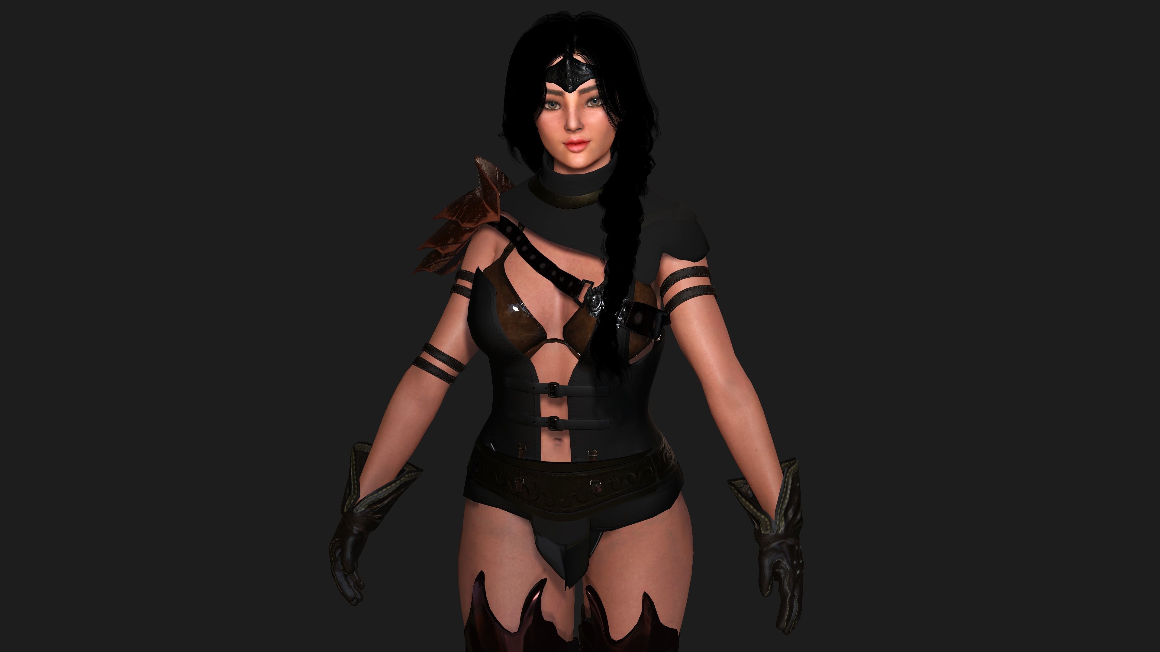 AAA 3D FANTASY FEMALE WARRIOR - REALISTIC RIG GAME CHARACTER Low-poly 3D model_15