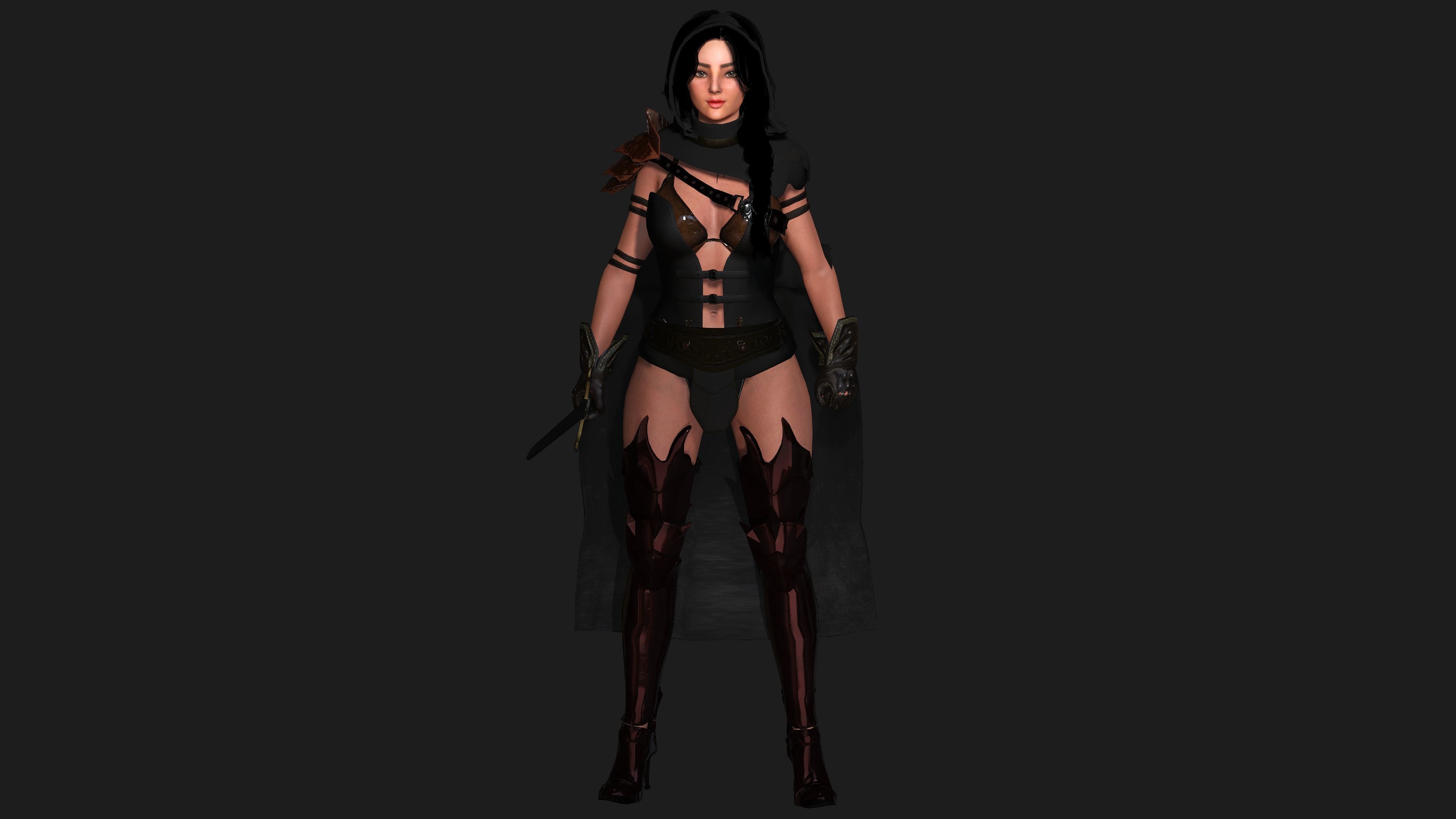 AAA 3D FANTASY FEMALE WARRIOR - REALISTIC RIG GAME CHARACTER Low-poly 3D model_18