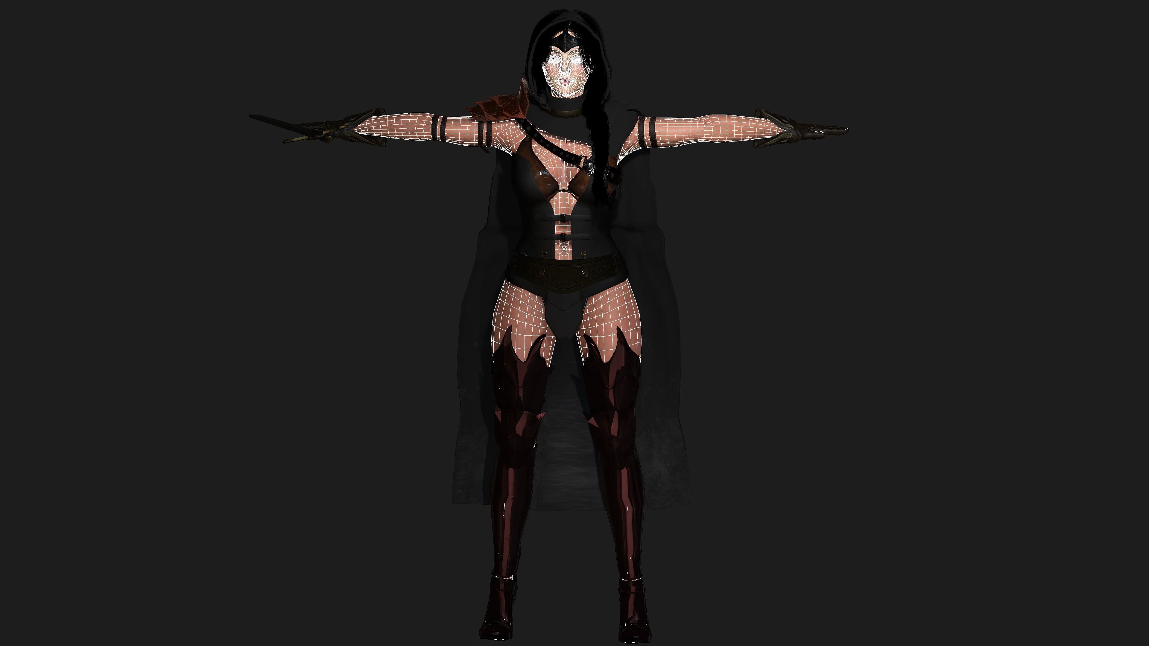 AAA 3D FANTASY FEMALE WARRIOR - REALISTIC RIG GAME CHARACTER Low-poly 3D model_28