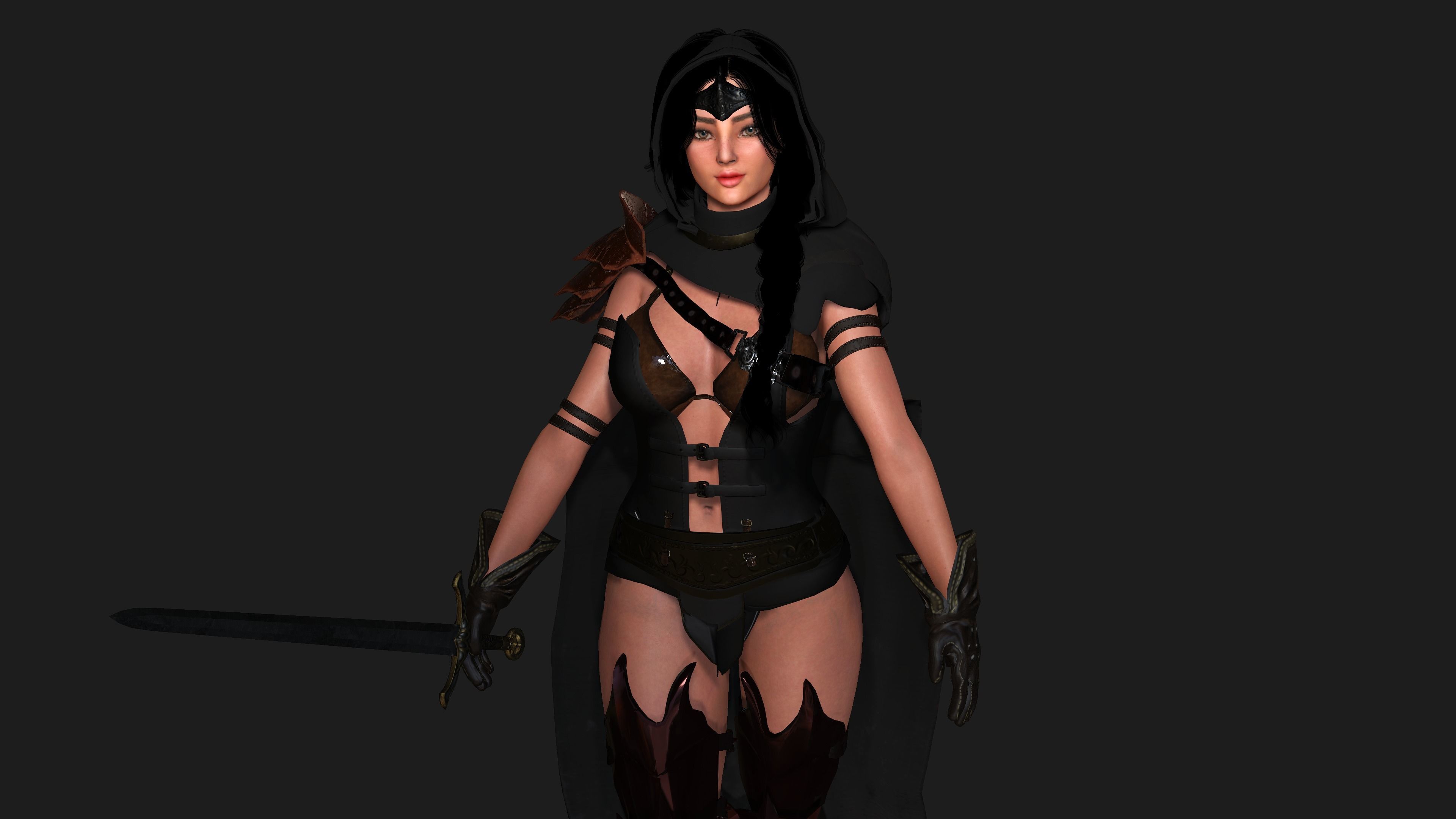 AAA 3D FANTASY FEMALE WARRIOR - REALISTIC RIG GAME CHARACTER Low-poly 3D model_13