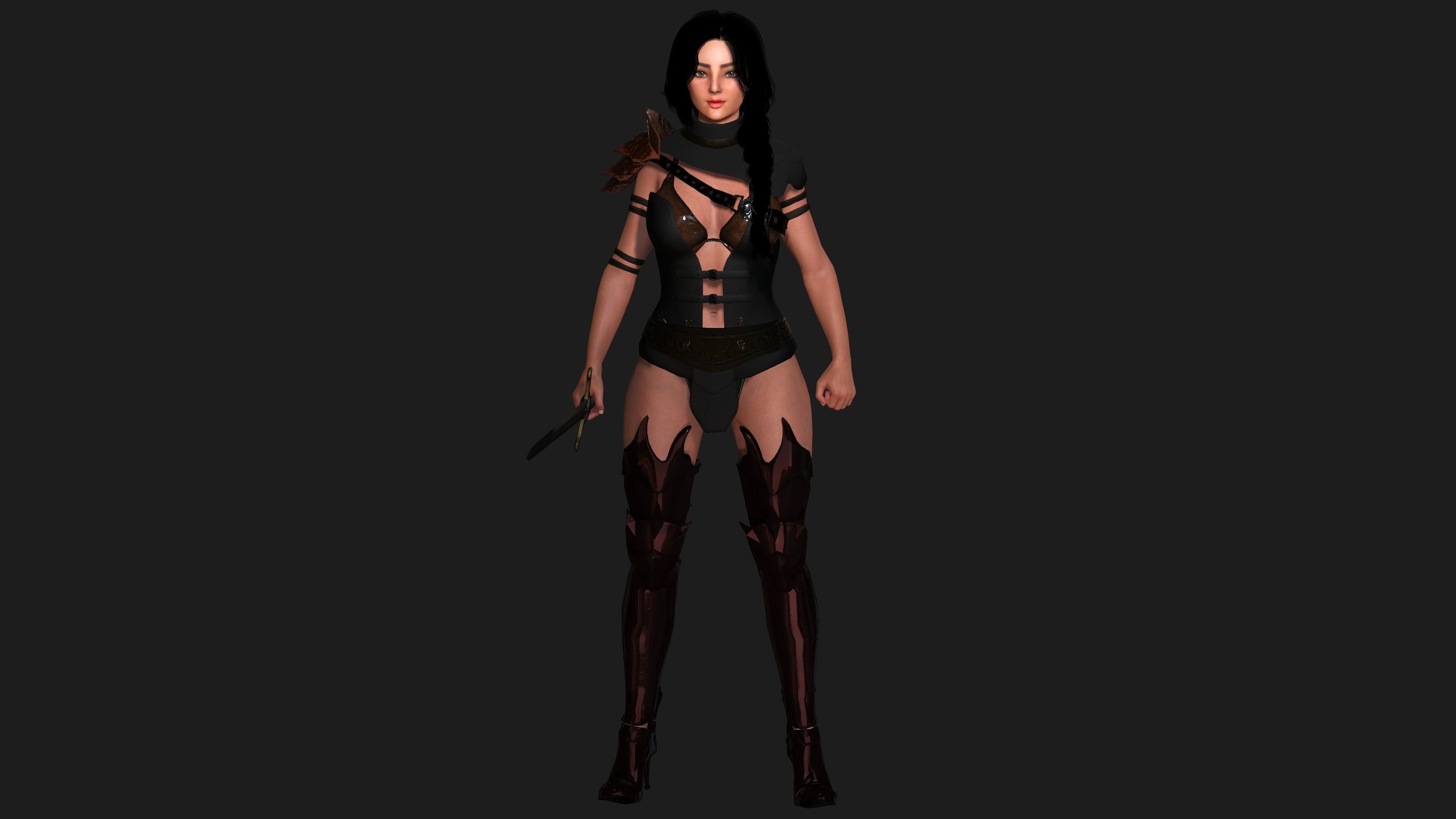 AAA 3D FANTASY FEMALE WARRIOR - REALISTIC RIG GAME CHARACTER Low-poly 3D model_20