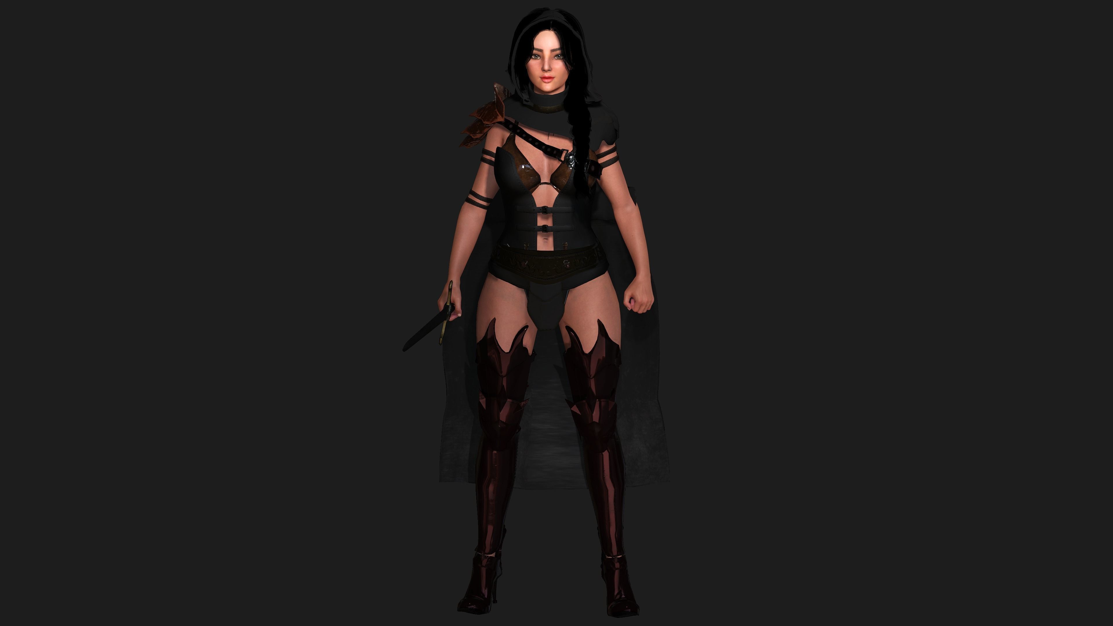 AAA 3D FANTASY FEMALE WARRIOR - REALISTIC RIG GAME CHARACTER Low-poly 3D model_19