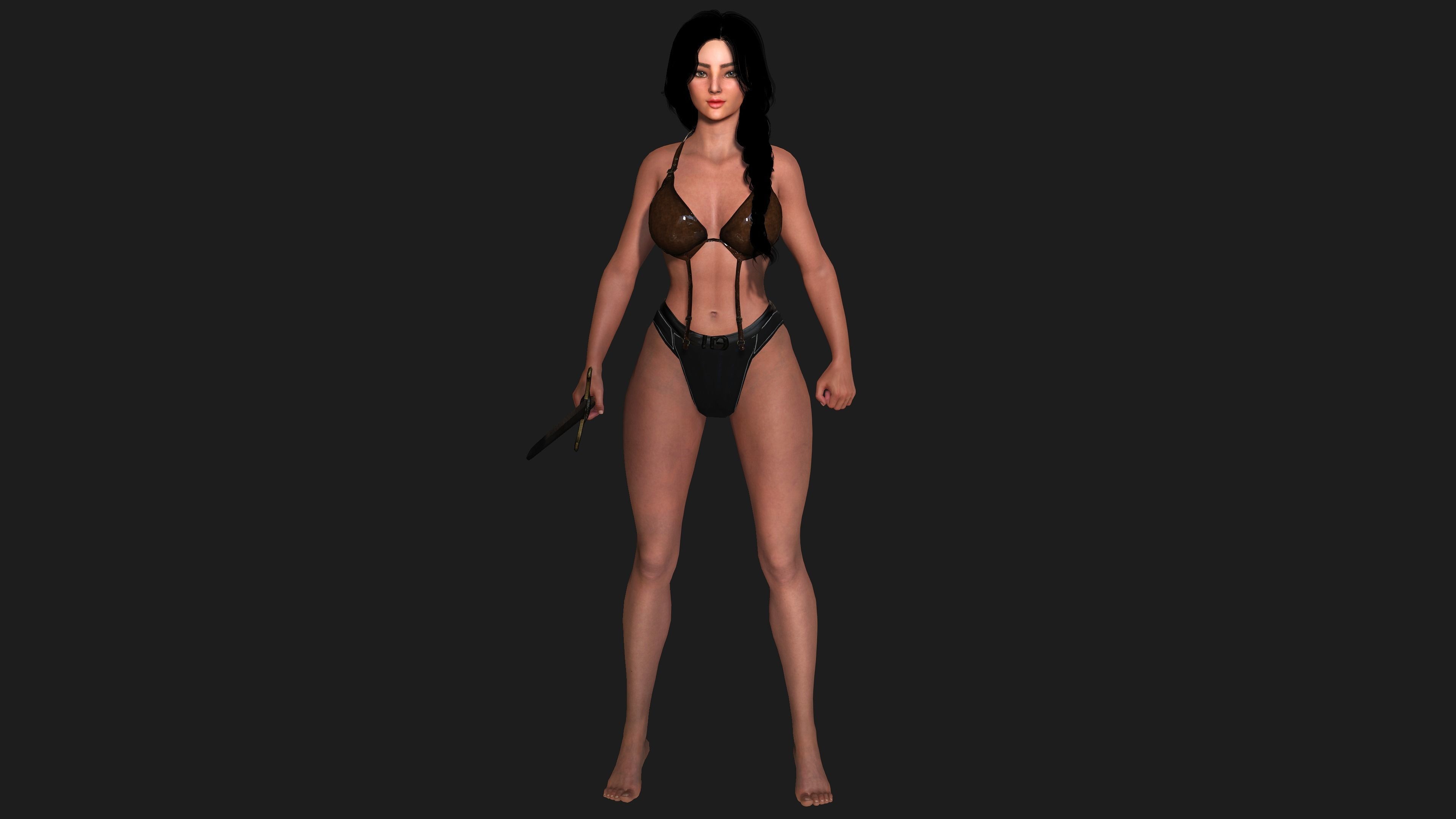 AAA 3D FANTASY FEMALE WARRIOR - REALISTIC RIG GAME CHARACTER Low-poly 3D model_24