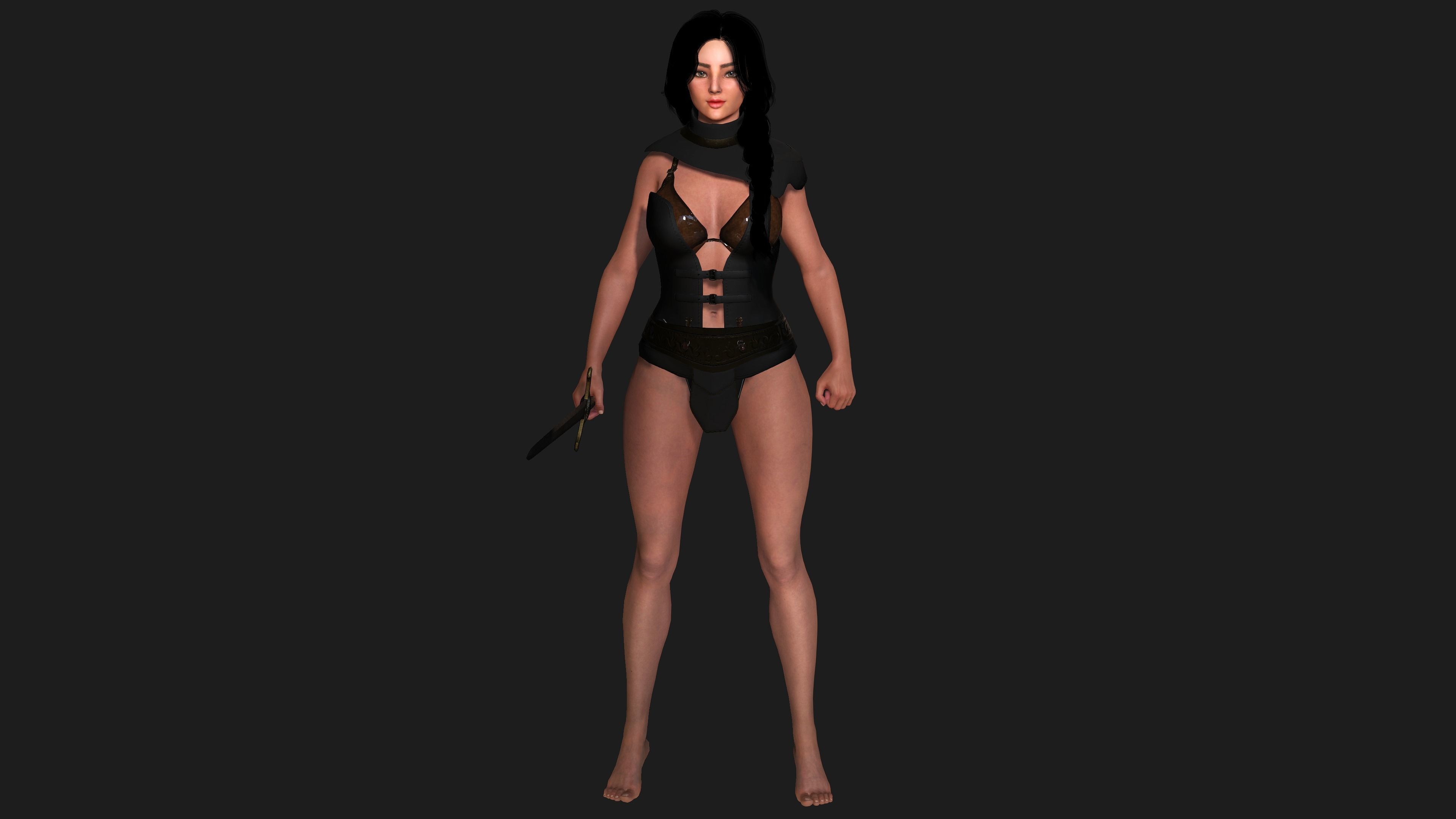 AAA 3D FANTASY FEMALE WARRIOR - REALISTIC RIG GAME CHARACTER Low-poly 3D model_23