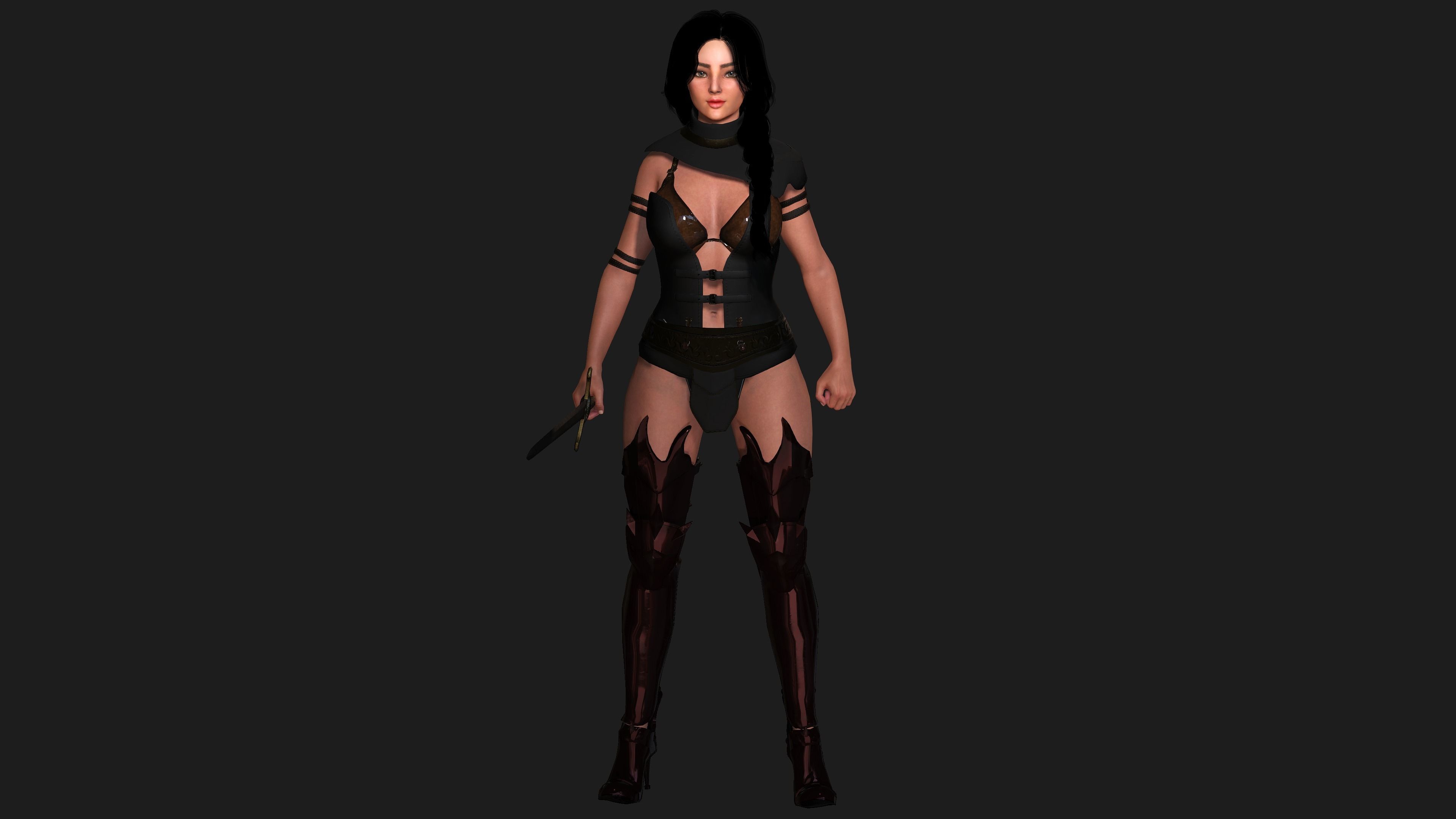 AAA 3D FANTASY FEMALE WARRIOR - REALISTIC RIG GAME CHARACTER Low-poly 3D model_21