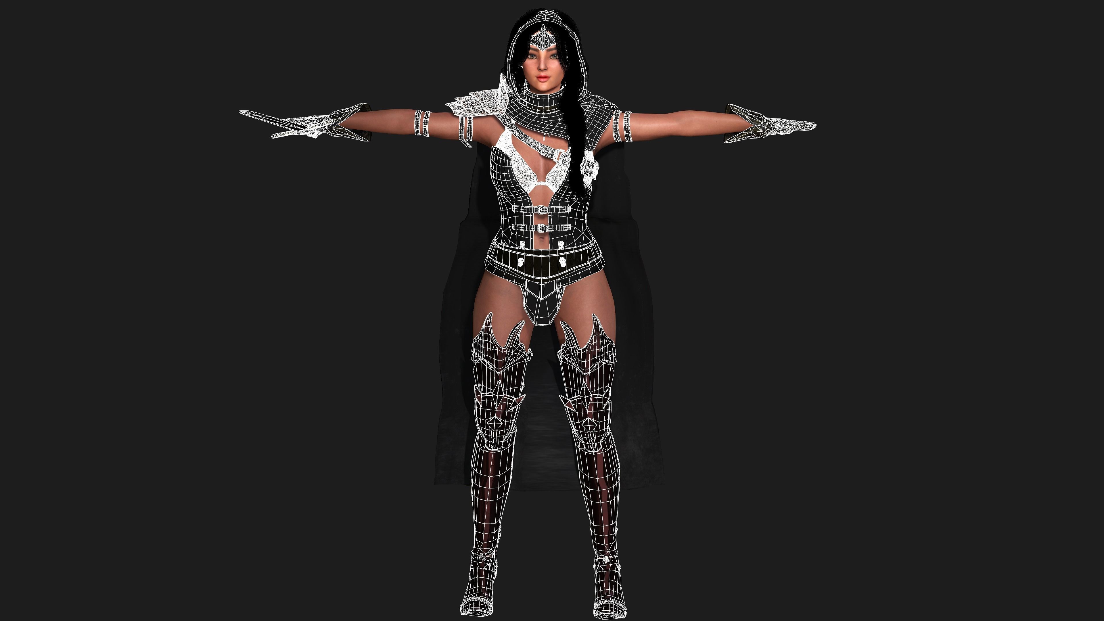 AAA 3D FANTASY FEMALE WARRIOR - REALISTIC RIG GAME CHARACTER Low-poly 3D model_27