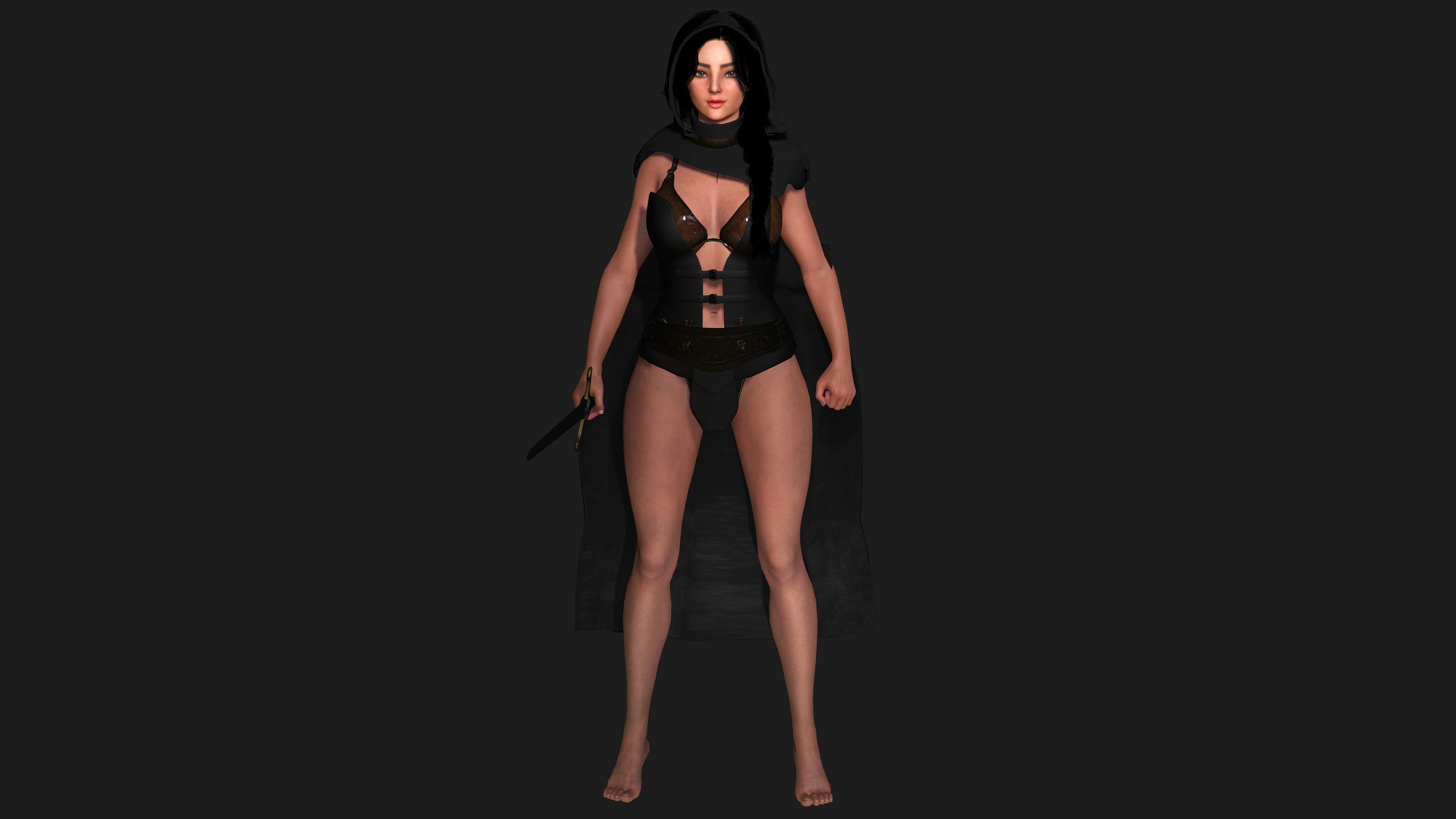 AAA 3D FANTASY FEMALE WARRIOR - REALISTIC RIG GAME CHARACTER Low-poly 3D model_25