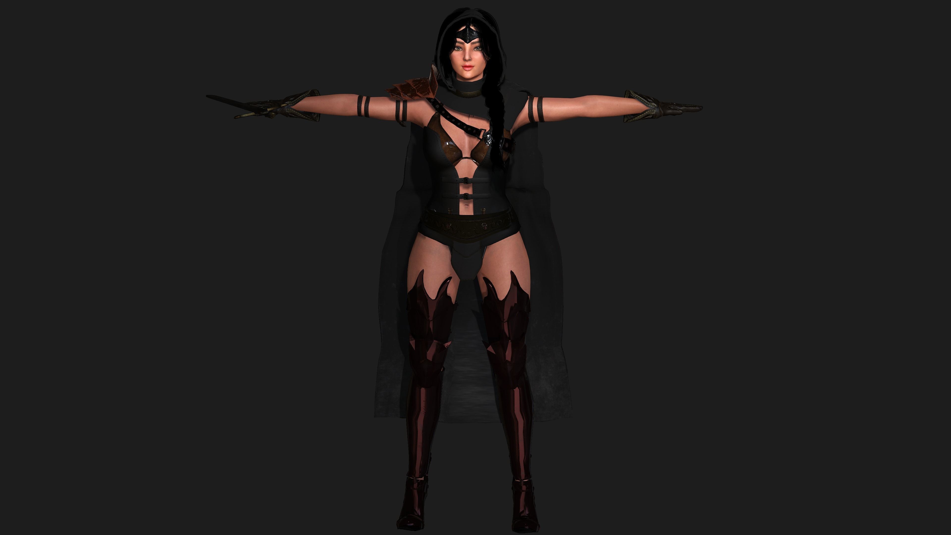 AAA 3D FANTASY FEMALE WARRIOR - REALISTIC RIG GAME CHARACTER Low-poly 3D model_26