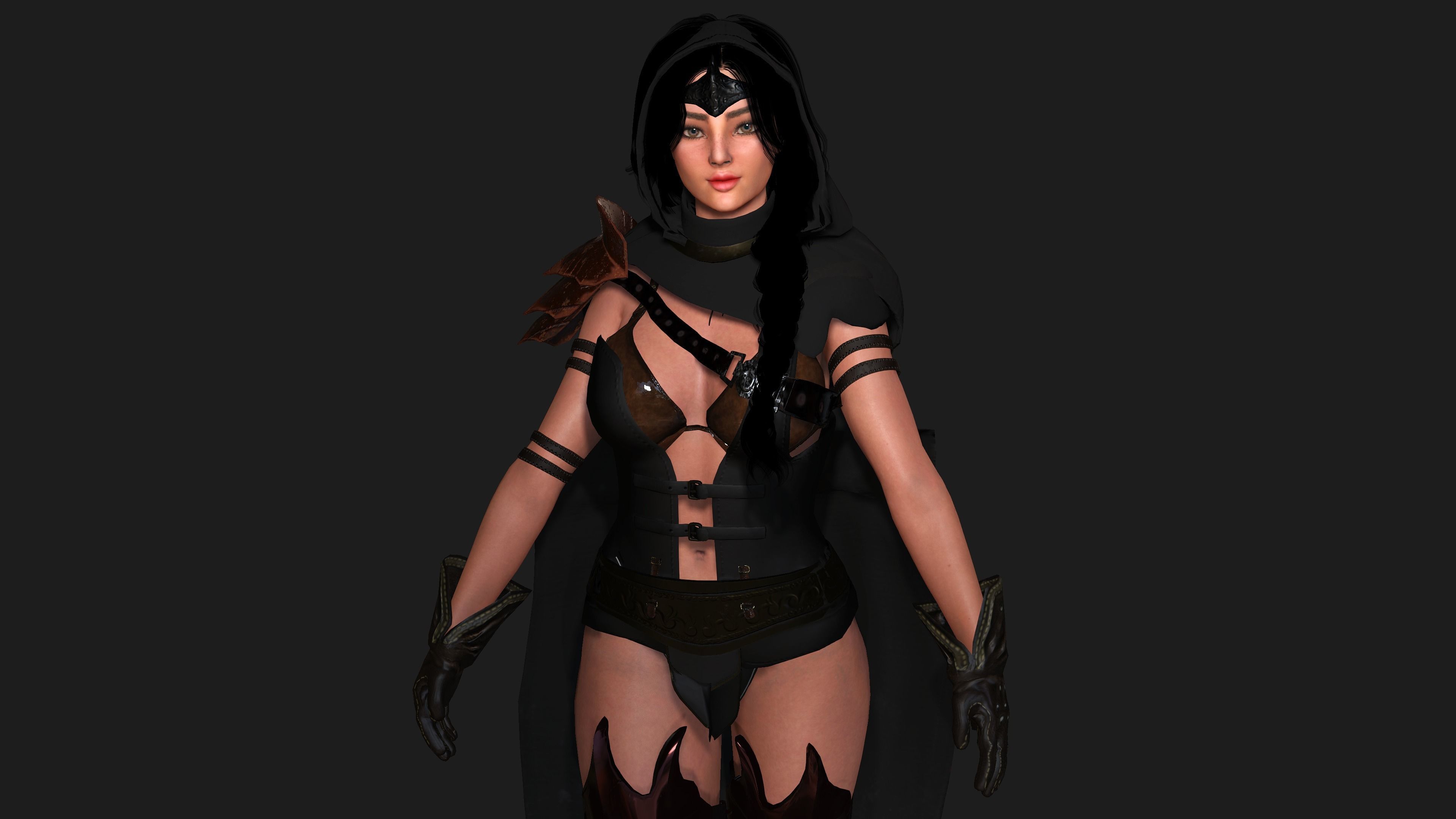 AAA 3D FANTASY FEMALE WARRIOR - REALISTIC RIG GAME CHARACTER Low-poly 3D model_14