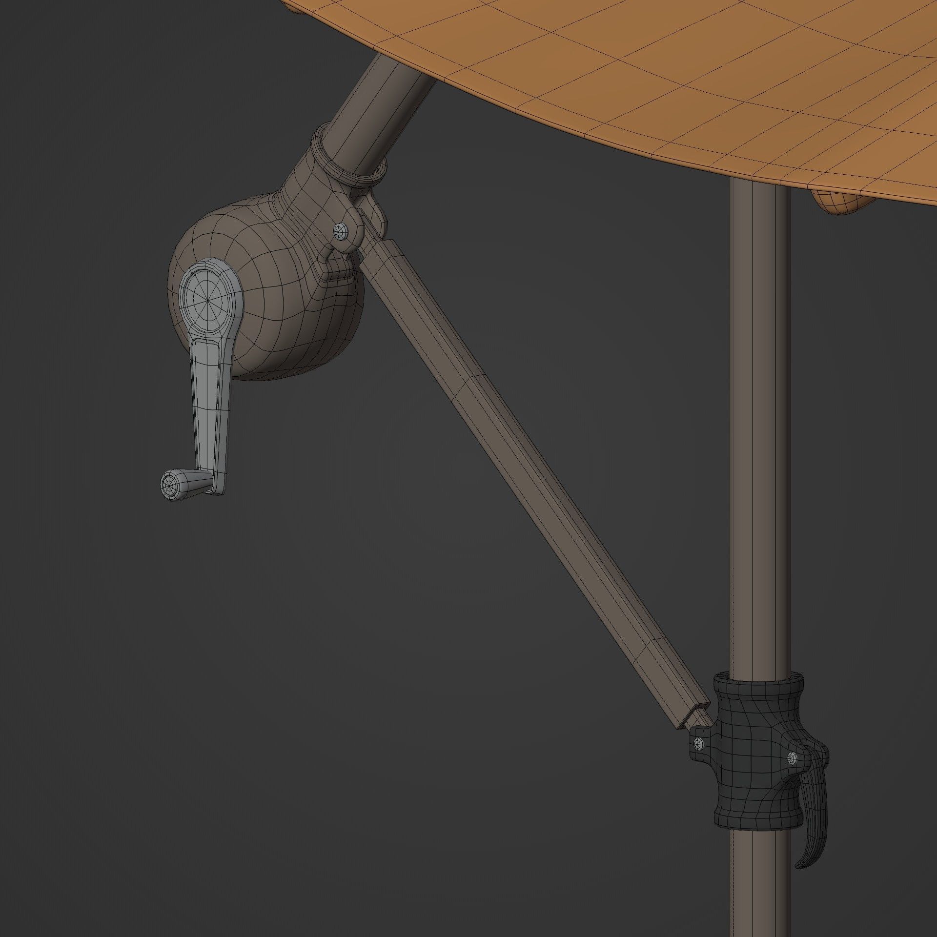 Patio Umbrella Low-poly 3D model_7