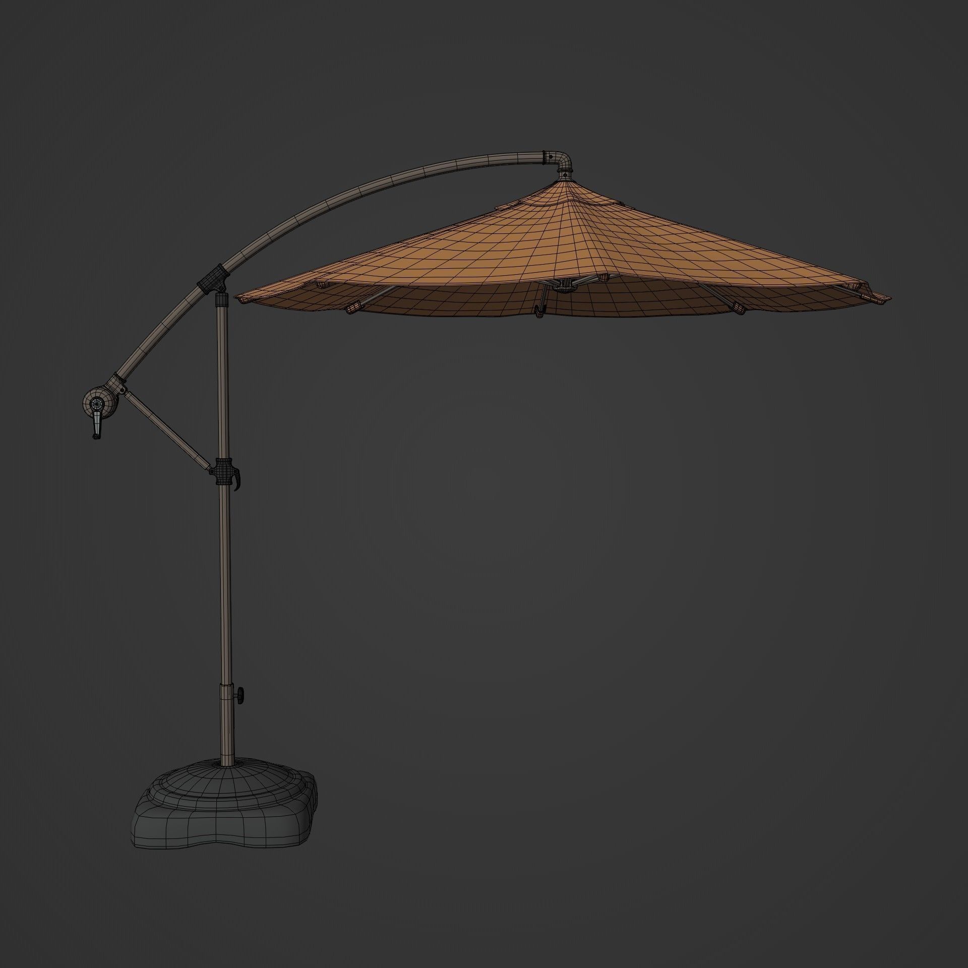 Patio Umbrella Low-poly 3D model_2