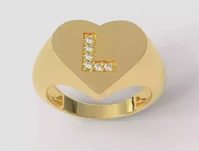 Heart Letter Ring - L