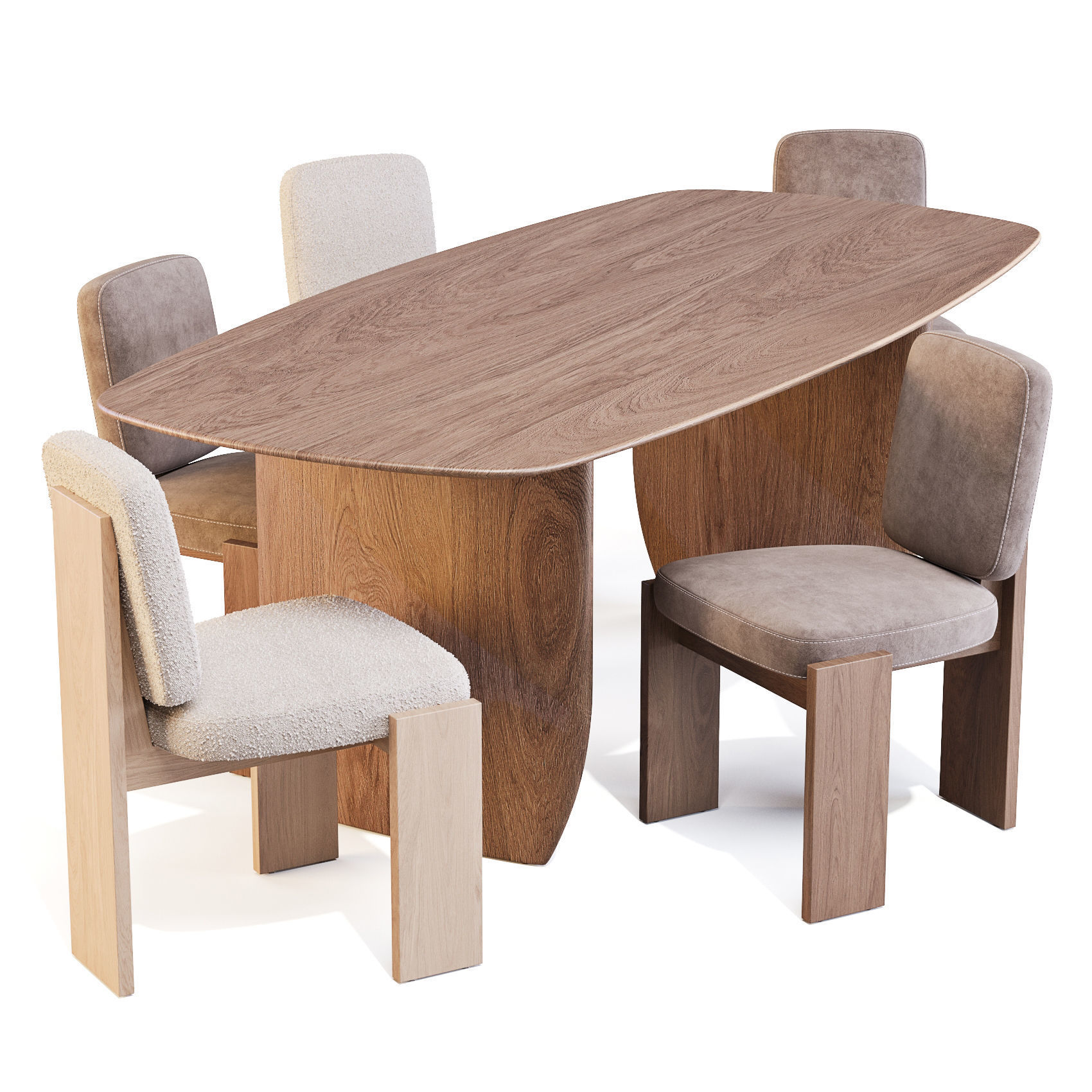 Dining Set CB2 Spigolo Table and Mats Chairs 3D model_2