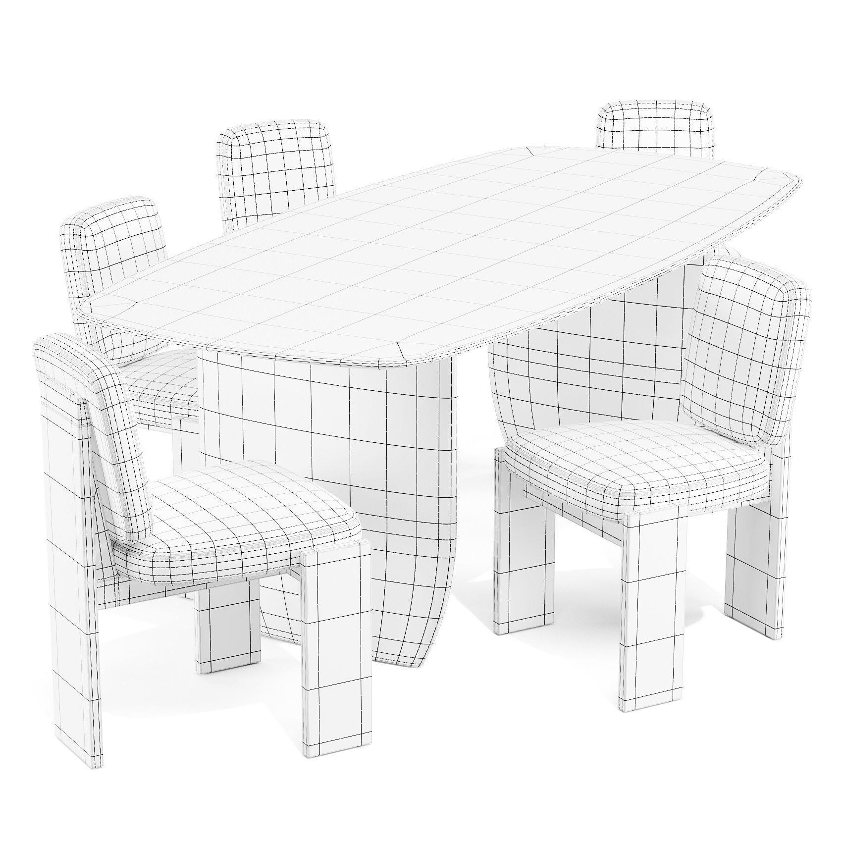 Dining Set CB2 Spigolo Table and Mats Chairs 3D model_6