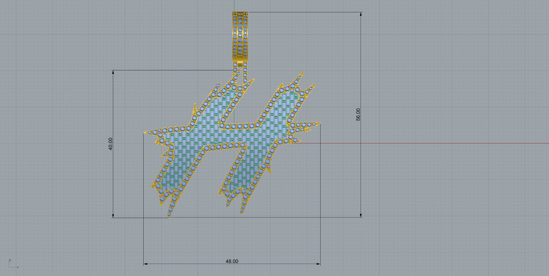 H with baguetes 3D print model_8