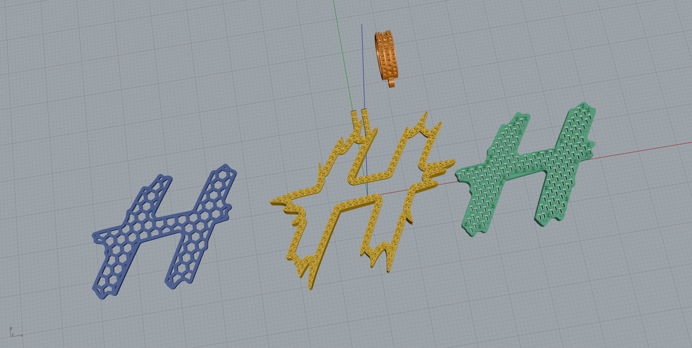 H with baguetes 3D print model_10