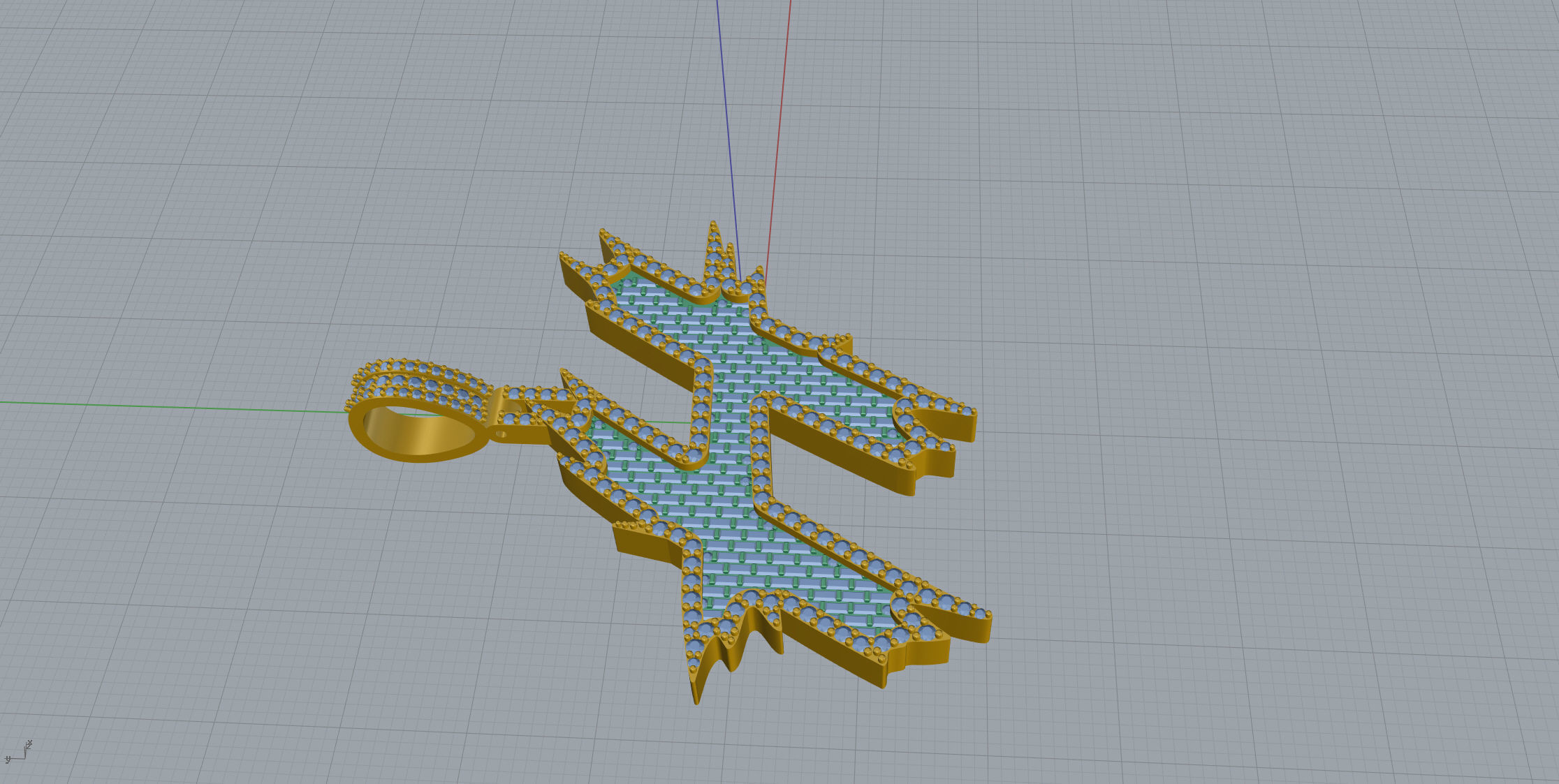 H with baguetes 3D print model_3