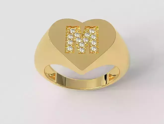 Heart Letter Ring - M