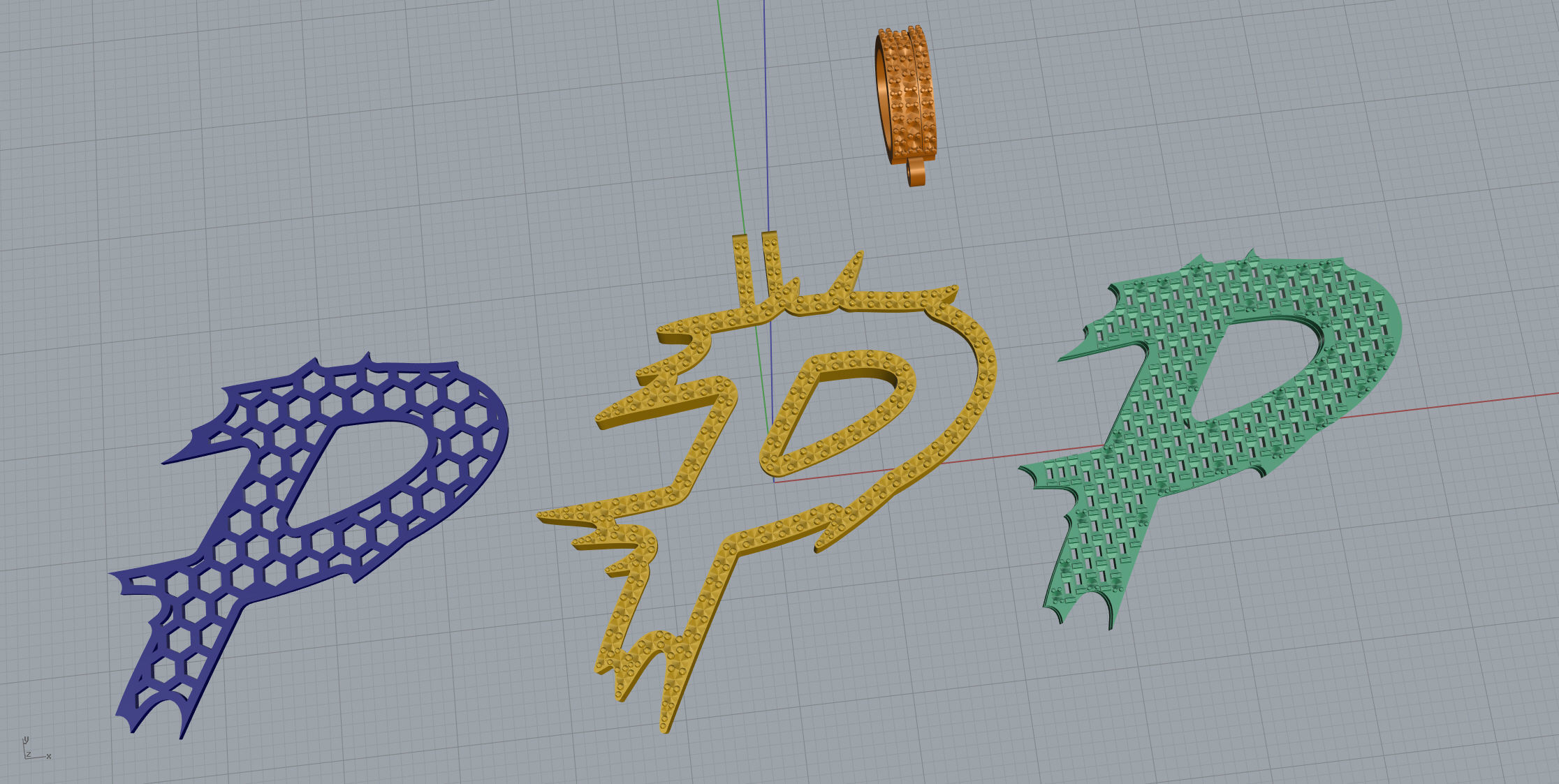 P with baguetes 3D print model_10