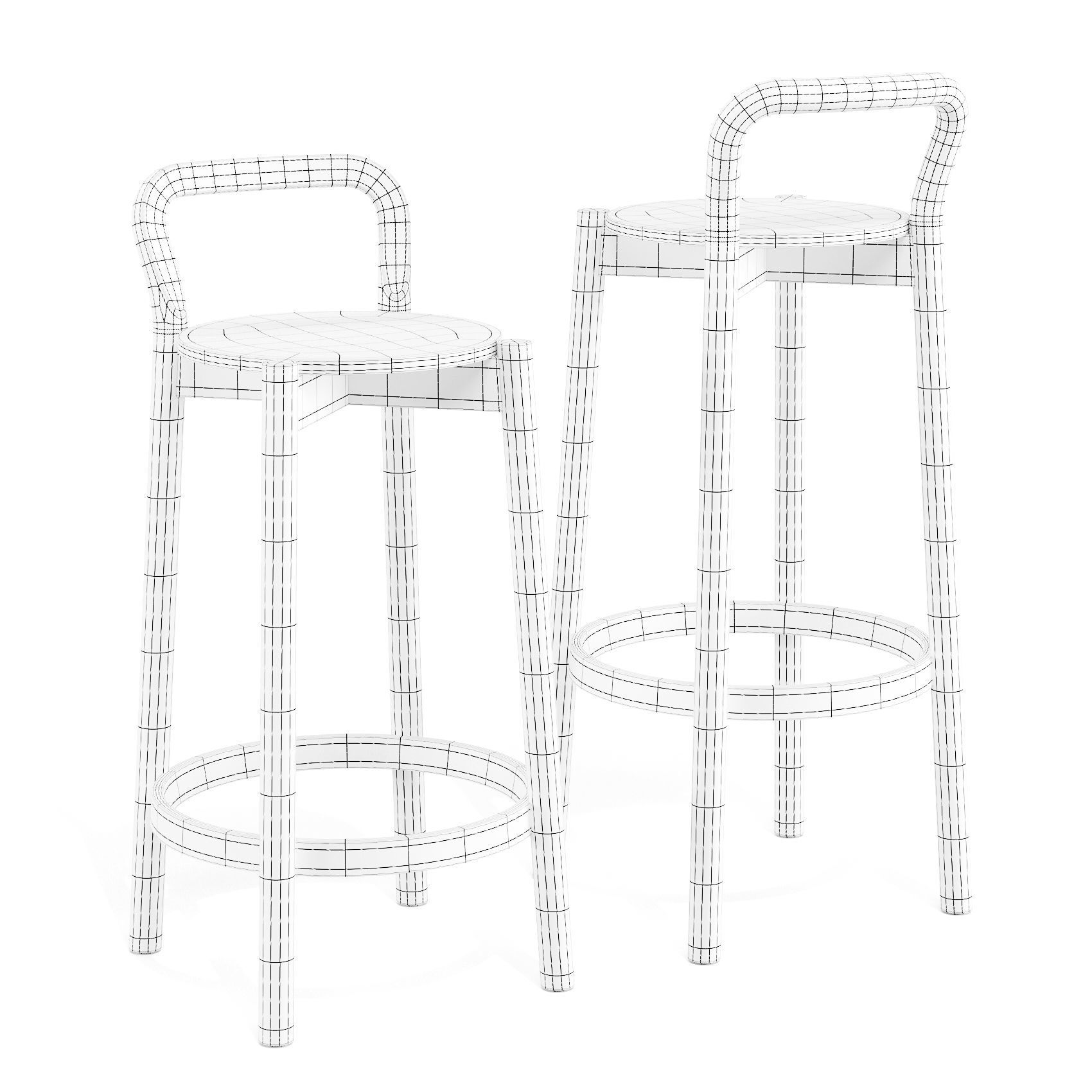 Karimoku Castor P3406B - Bar and Counter Stool 3D model_5