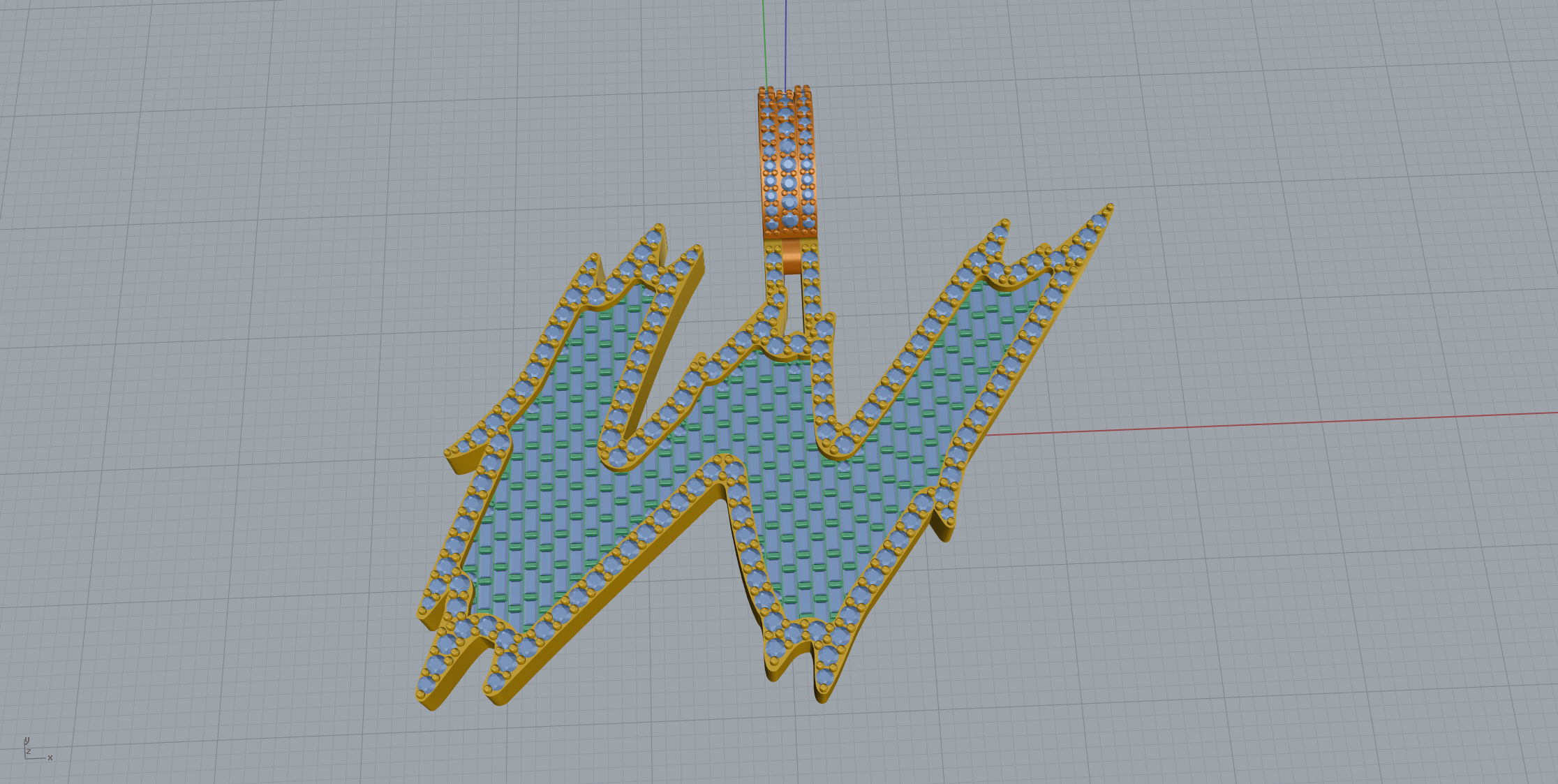 W with baguetes 3D print model_7