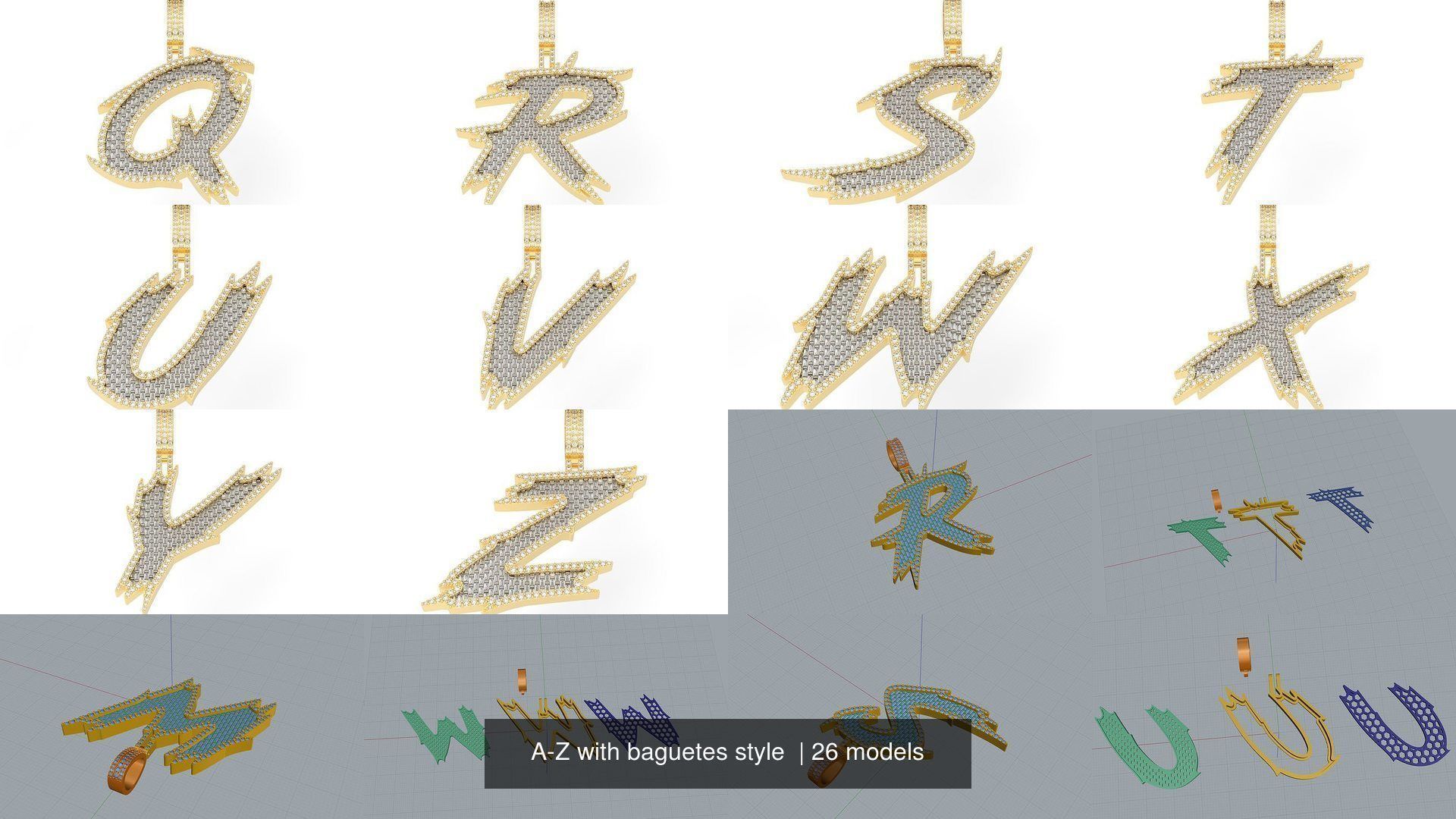 A-Z with baguetes style  3D Model Collection_2