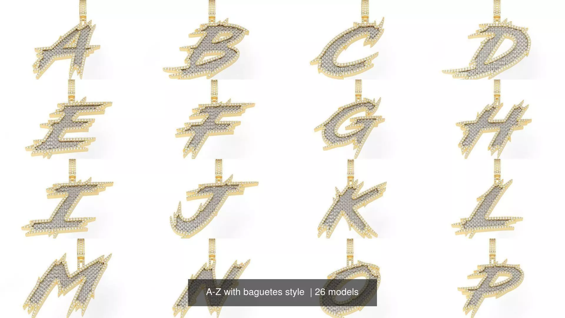 A-Z with baguetes style  3D Model Collection_0