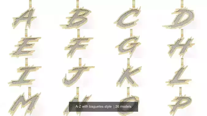 A-Z with baguetes style  3D Model Collection