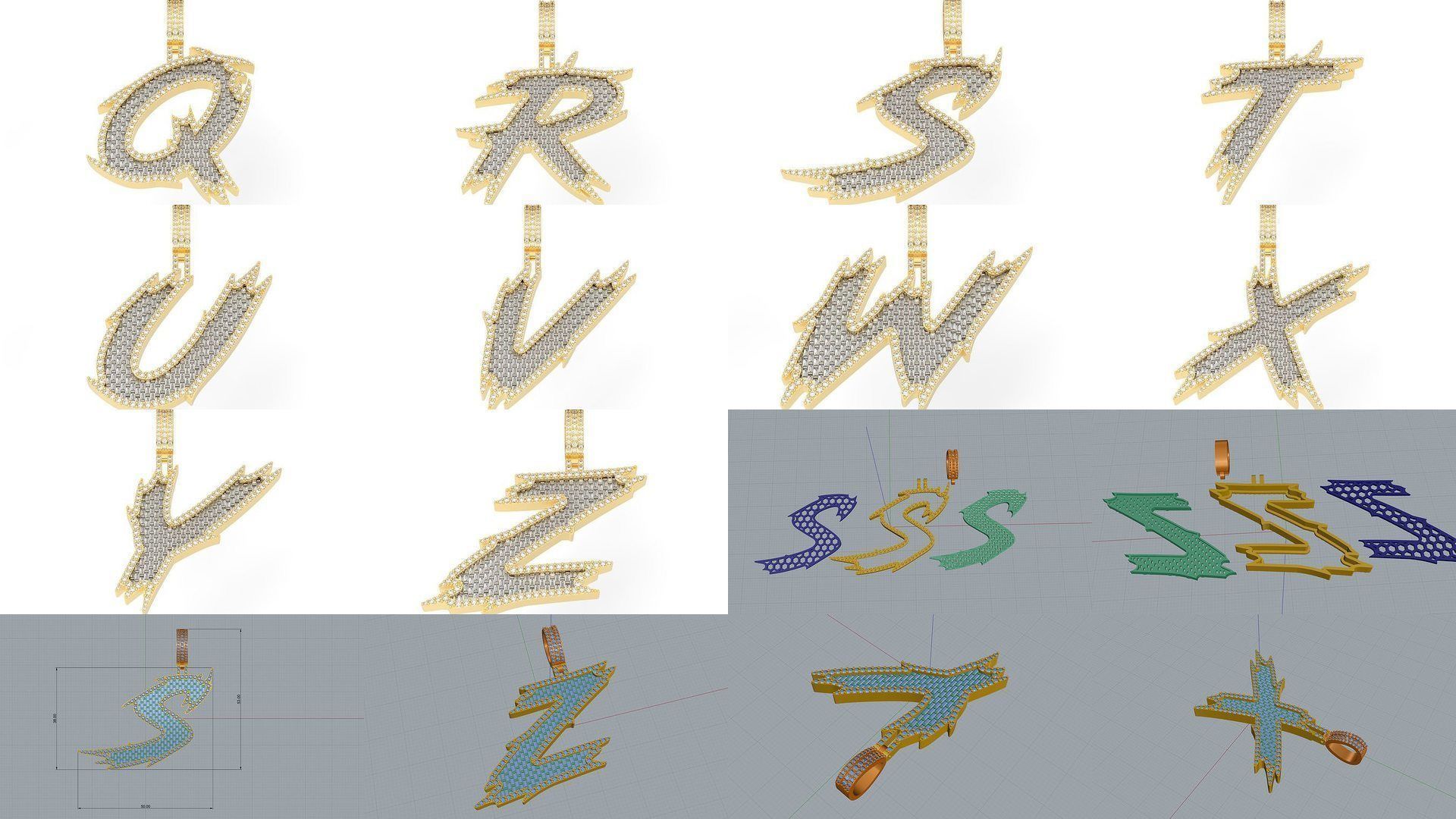 A-Z with baguetes style  3D Model Collection_1