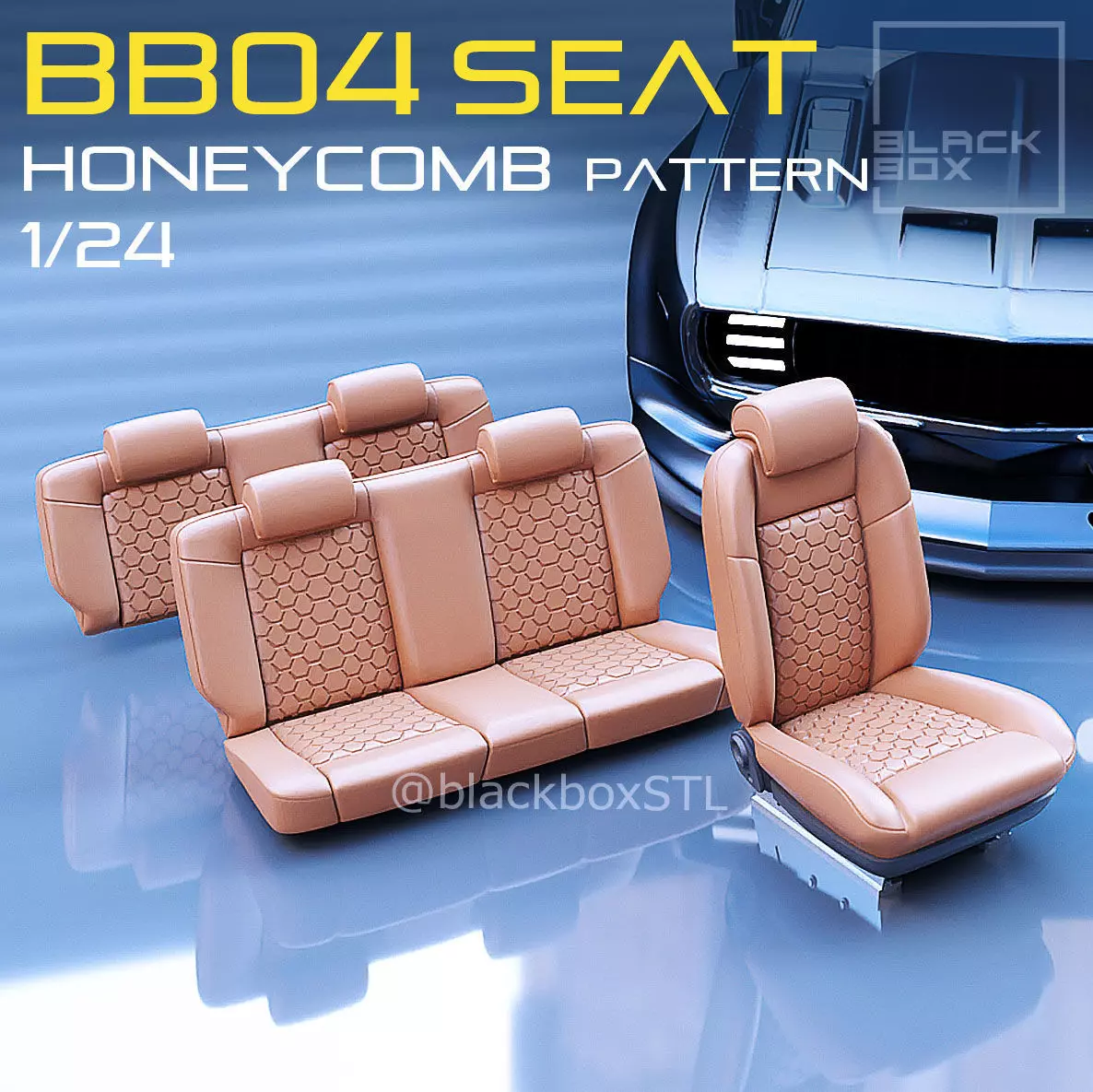BB04a honeycomb Pattern Seat FOR DIECAST AND MODELKITS 1-24th 3D print model_0