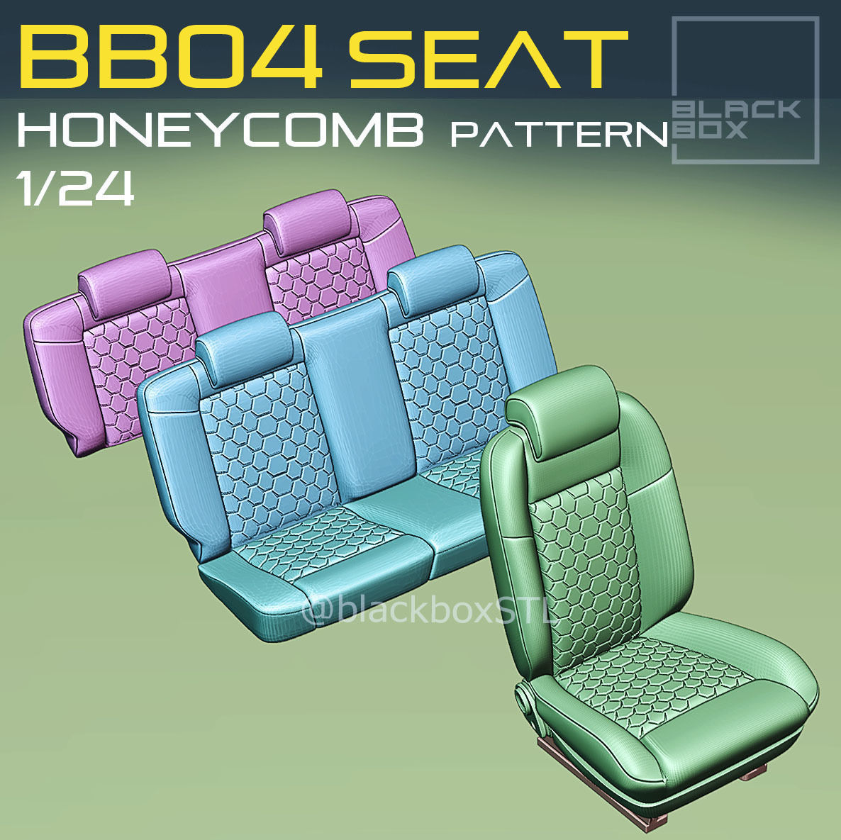 BB04a honeycomb Pattern Seat FOR DIECAST AND MODELKITS 1-24th 3D print model_3