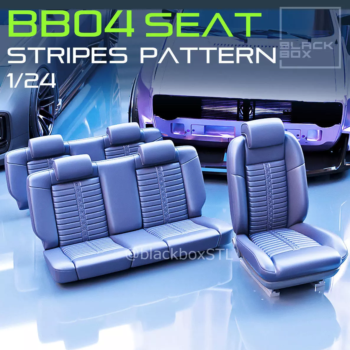 BB04a Stripes Pattern Seat FOR DIECAST AND MODELKITS 1-24th 3D print model_0
