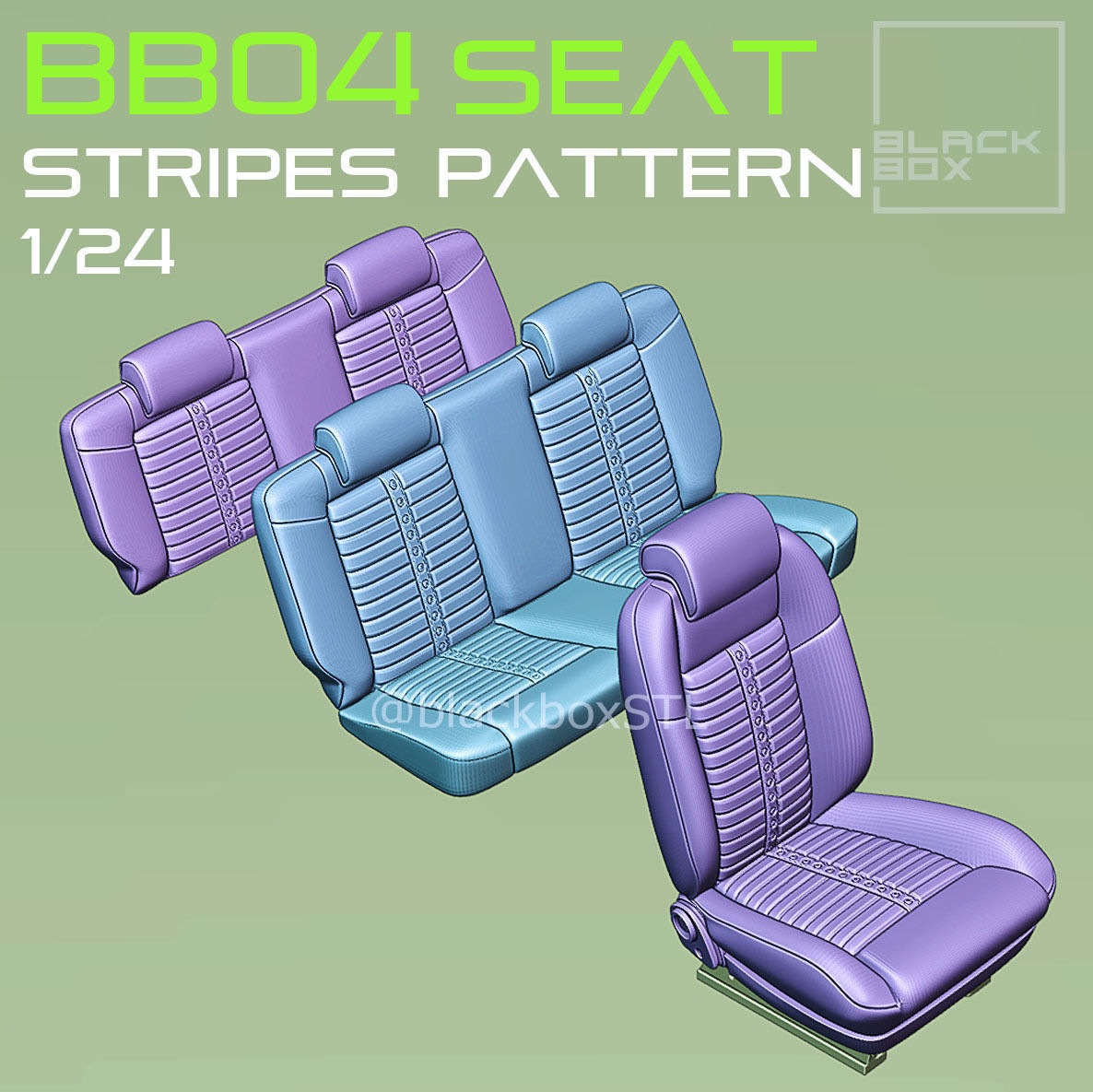 BB04a Stripes Pattern Seat FOR DIECAST AND MODELKITS 1-24th 3D print model_2