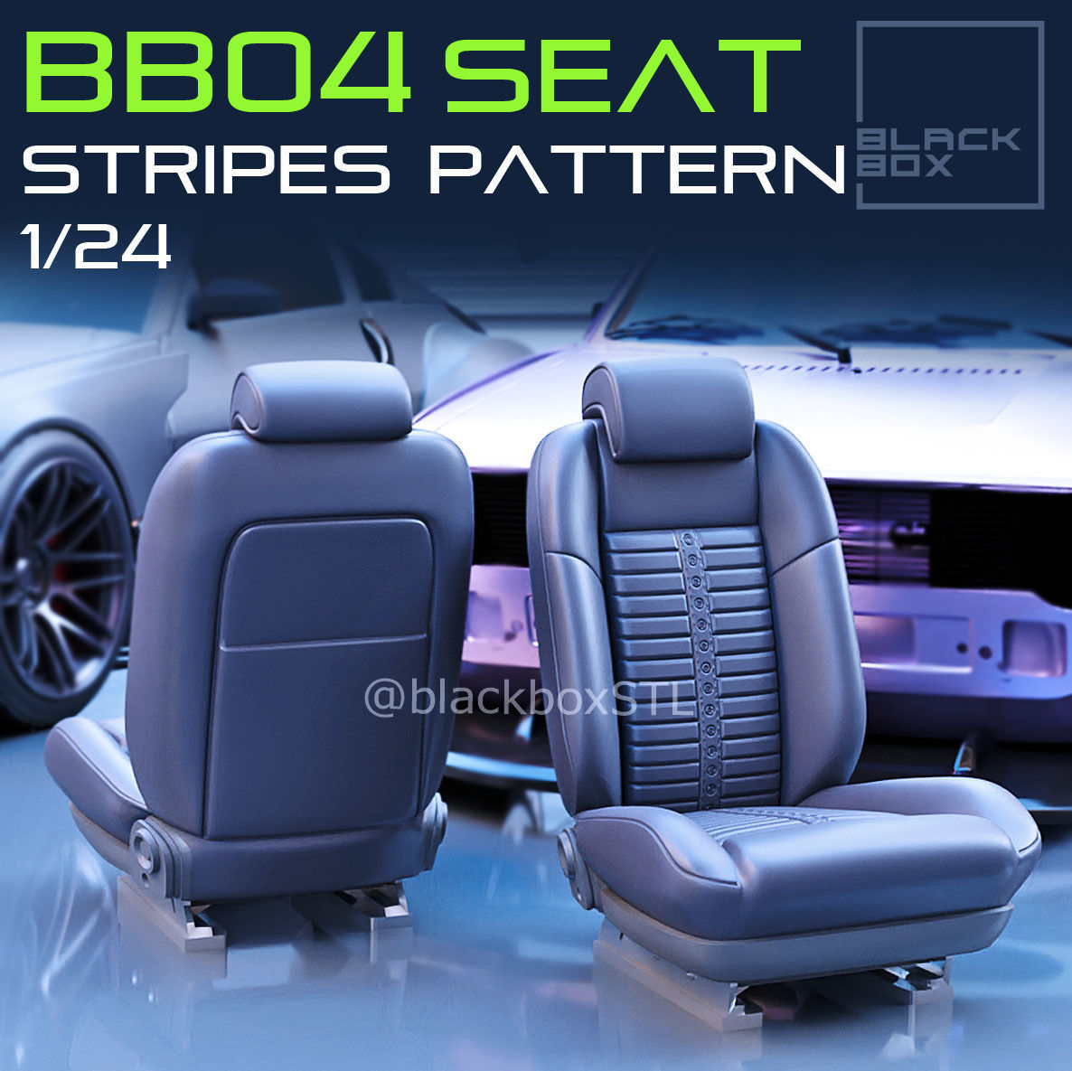 BB04a Stripes Pattern Seat FOR DIECAST AND MODELKITS 1-24th 3D print model_1