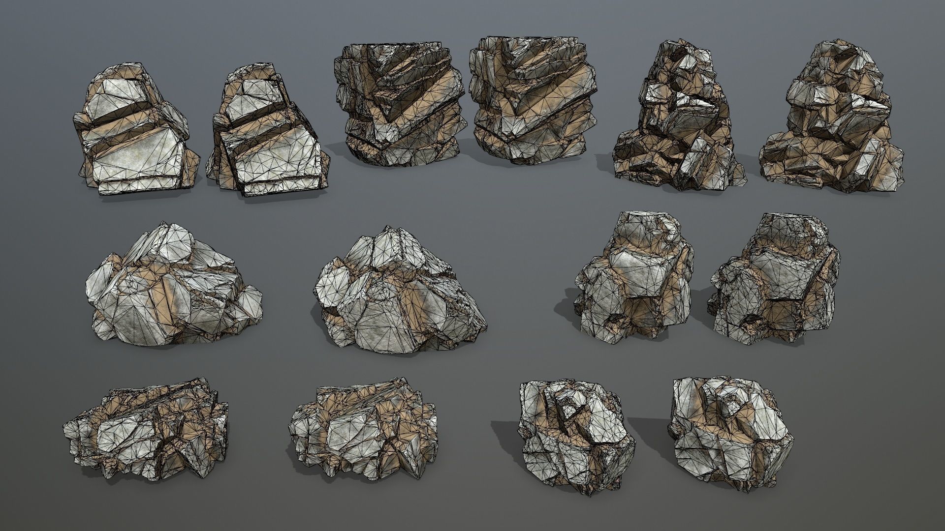 desert rocks Low-poly 3D model_17