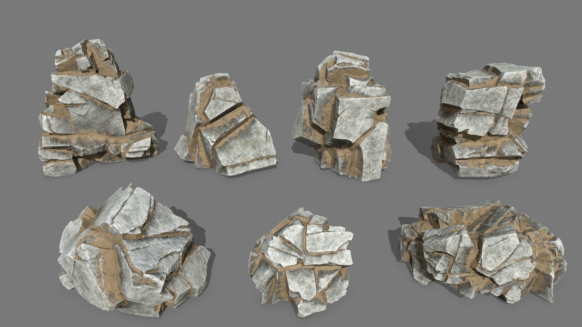 desert rocks Low-poly 3D model_1