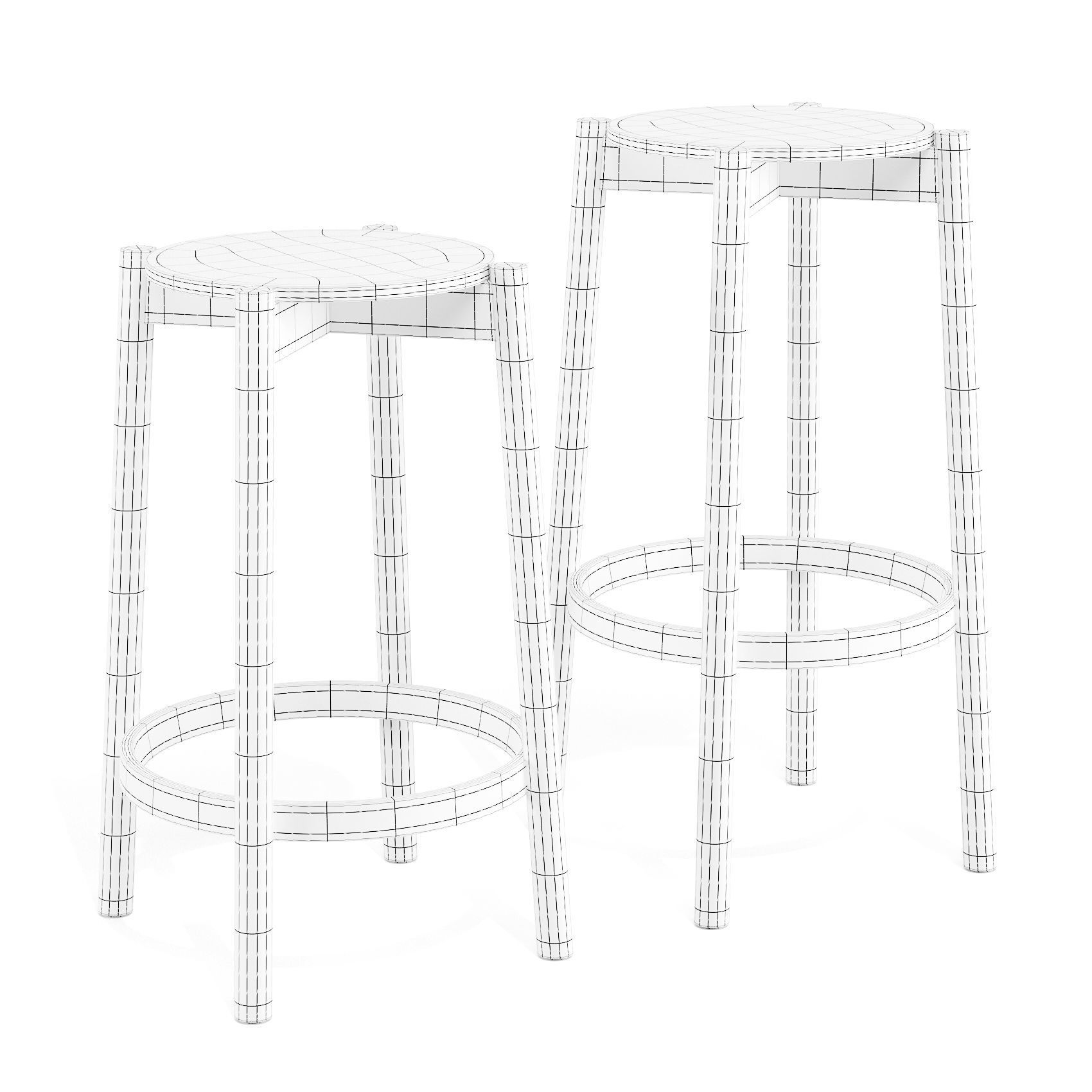 Karimoku Castor P3406A - Bar and Counter Stool 3D model_5