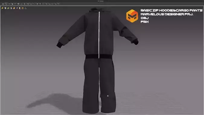 Zip Hoodie and Cargo Pants Base shape 