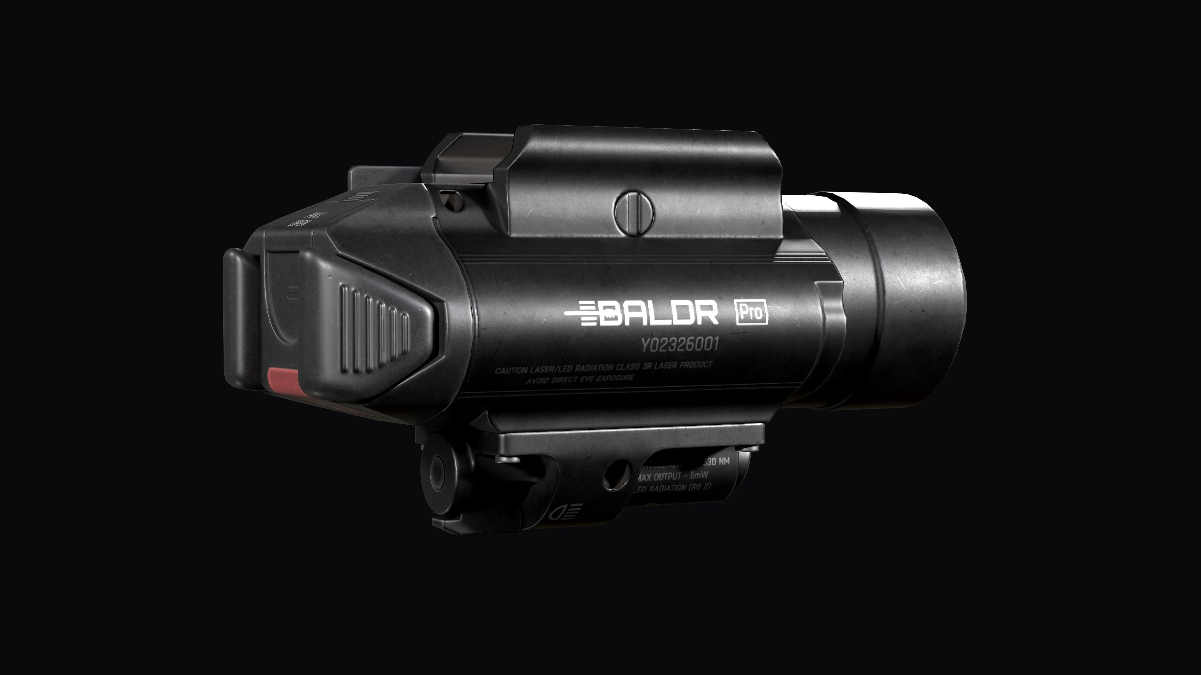 tactical weapon flashlight with laser Olight Baldr Pro Low-poly 3D model_8