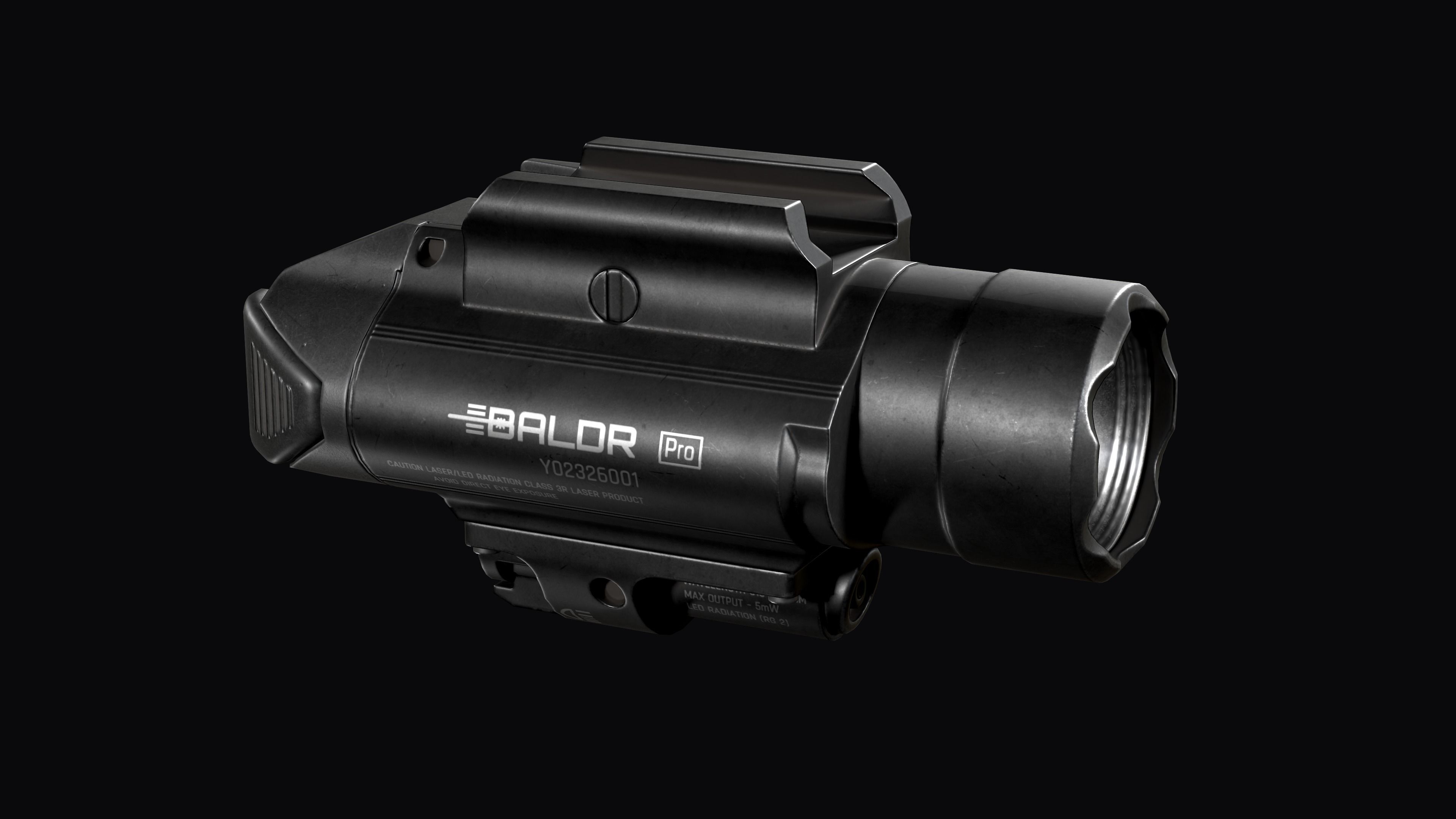 tactical weapon flashlight with laser Olight Baldr Pro Low-poly 3D model_9