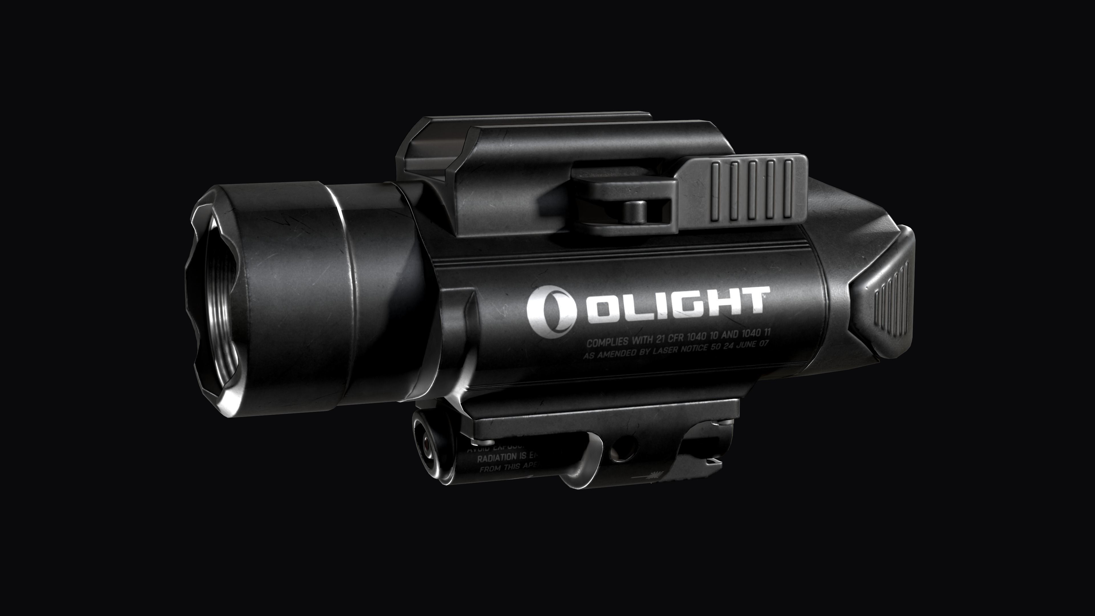 tactical weapon flashlight with laser Olight Baldr Pro Low-poly 3D model_2