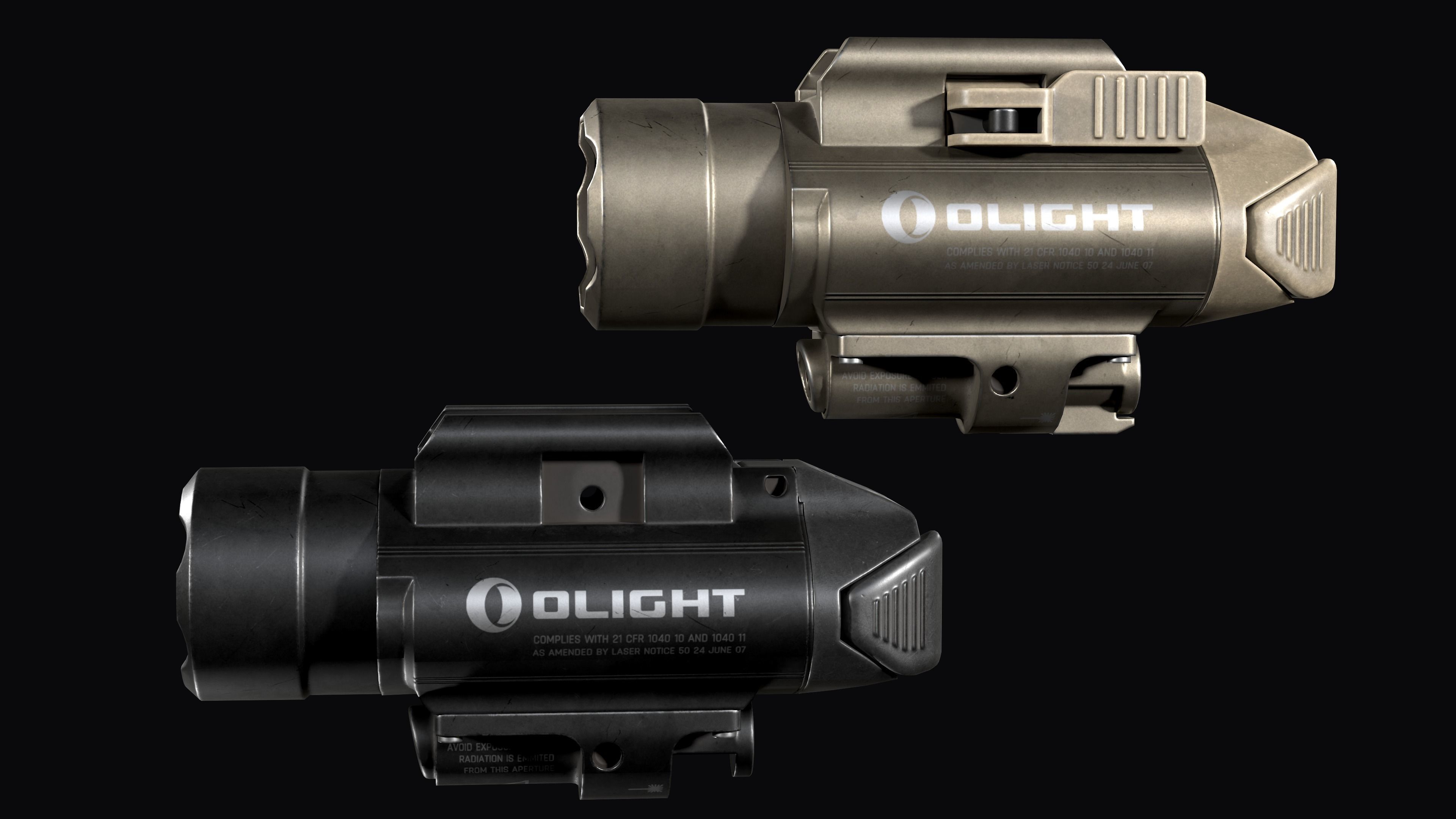 tactical weapon flashlight with laser Olight Baldr Pro Low-poly 3D model_3