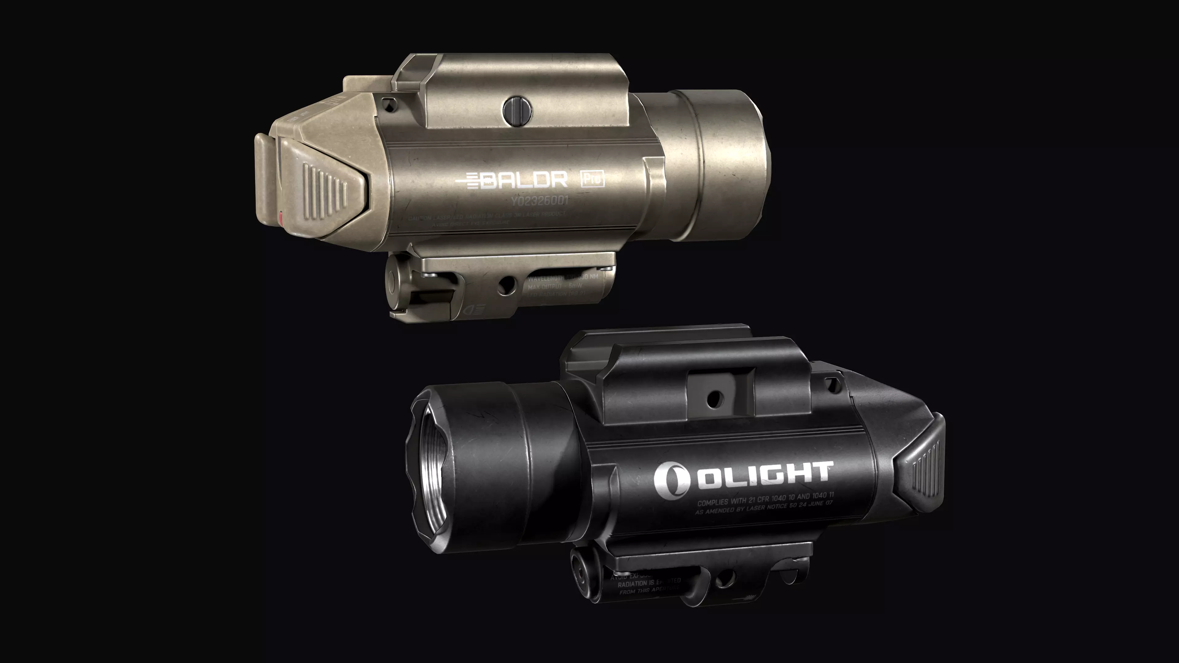 tactical weapon flashlight with laser Olight Baldr Pro Low-poly 3D model_0