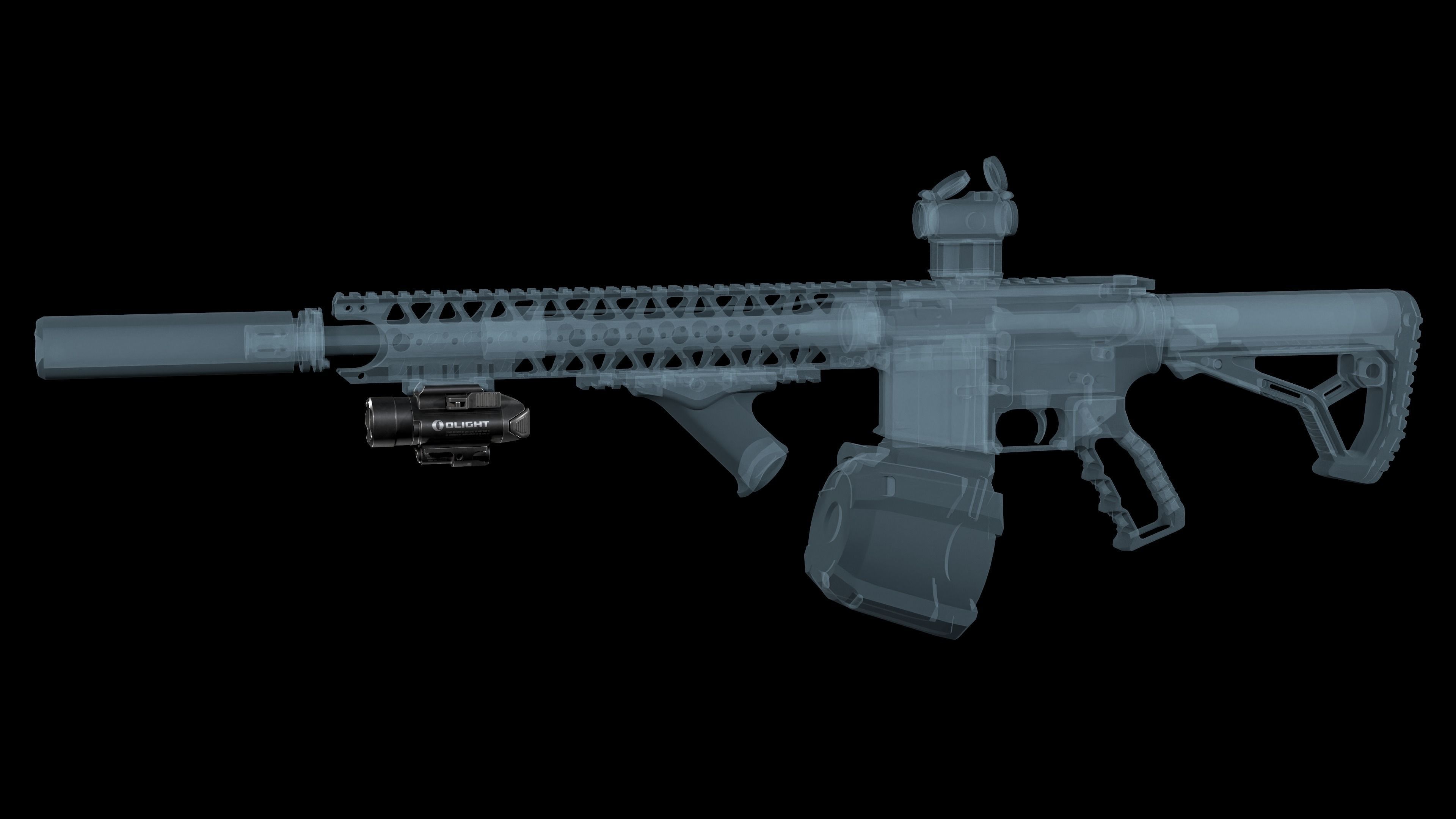 tactical weapon flashlight with laser Olight Baldr Pro Low-poly 3D model_4