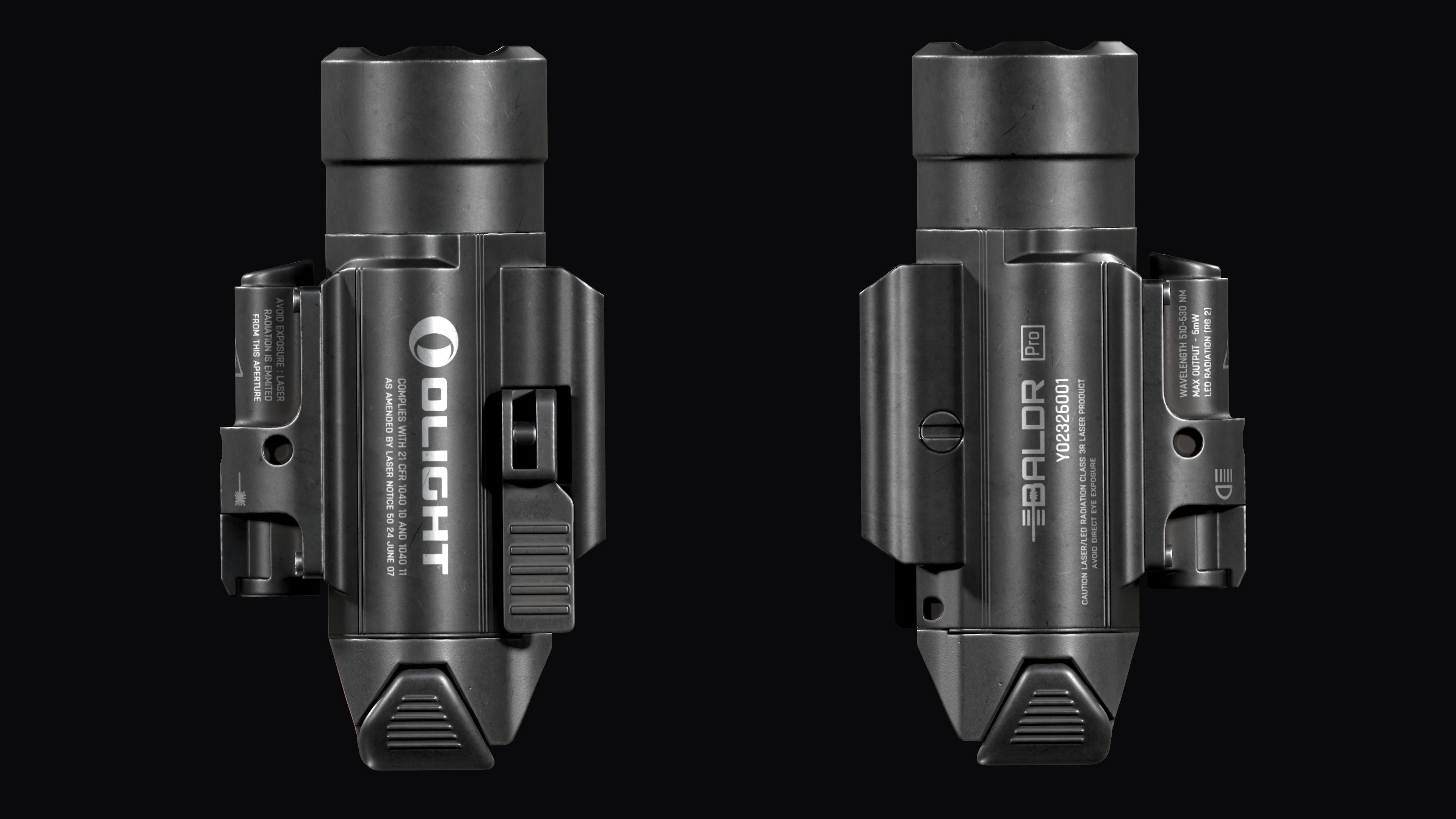 tactical weapon flashlight with laser Olight Baldr Pro Low-poly 3D model_17