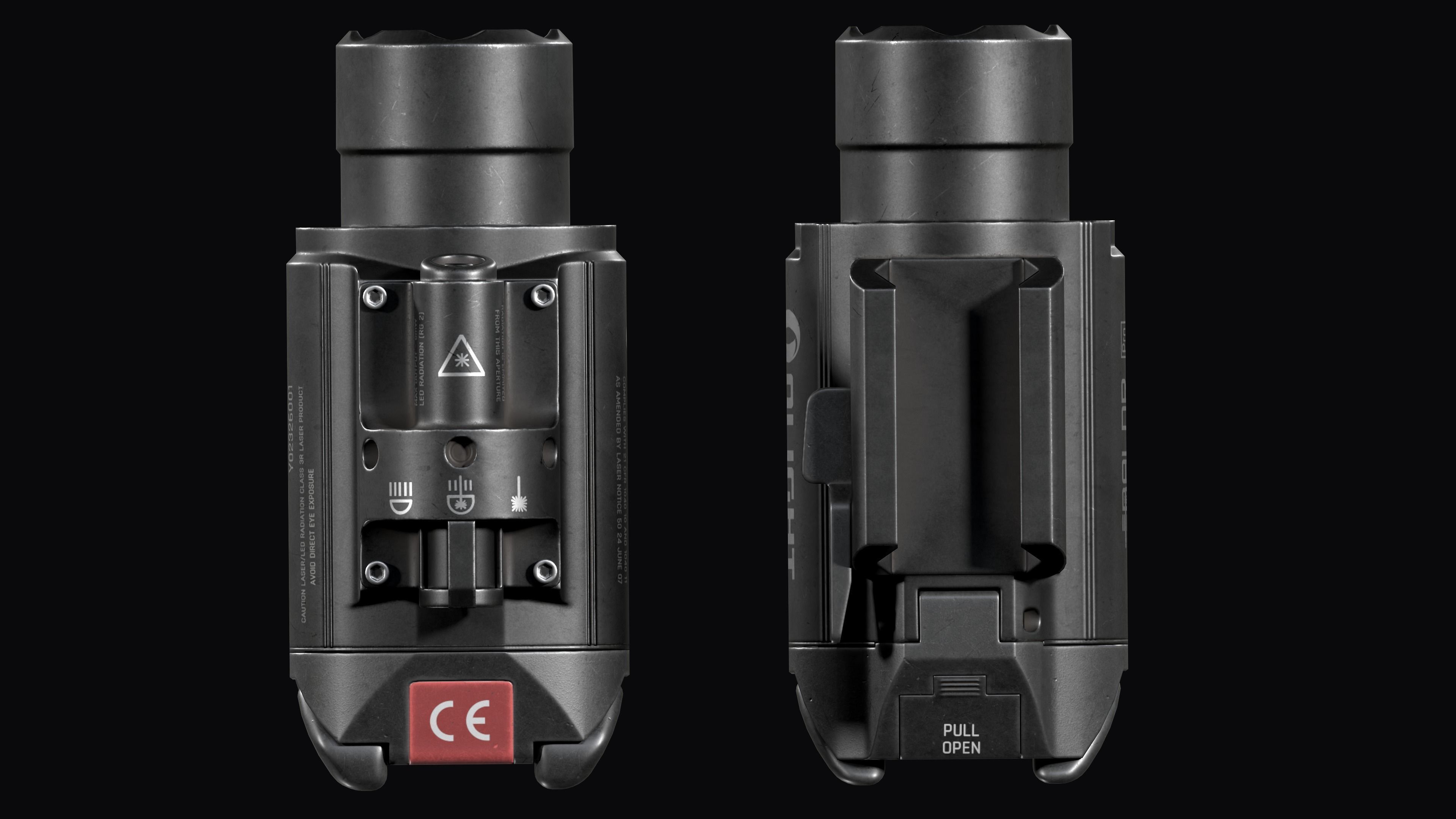 tactical weapon flashlight with laser Olight Baldr Pro Low-poly 3D model_16