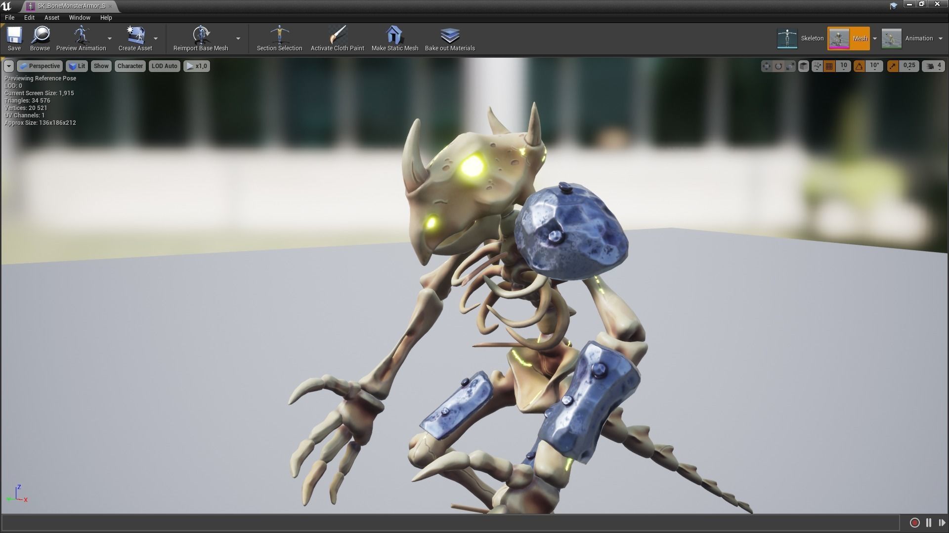 Bone monster Low-poly 3D model_6