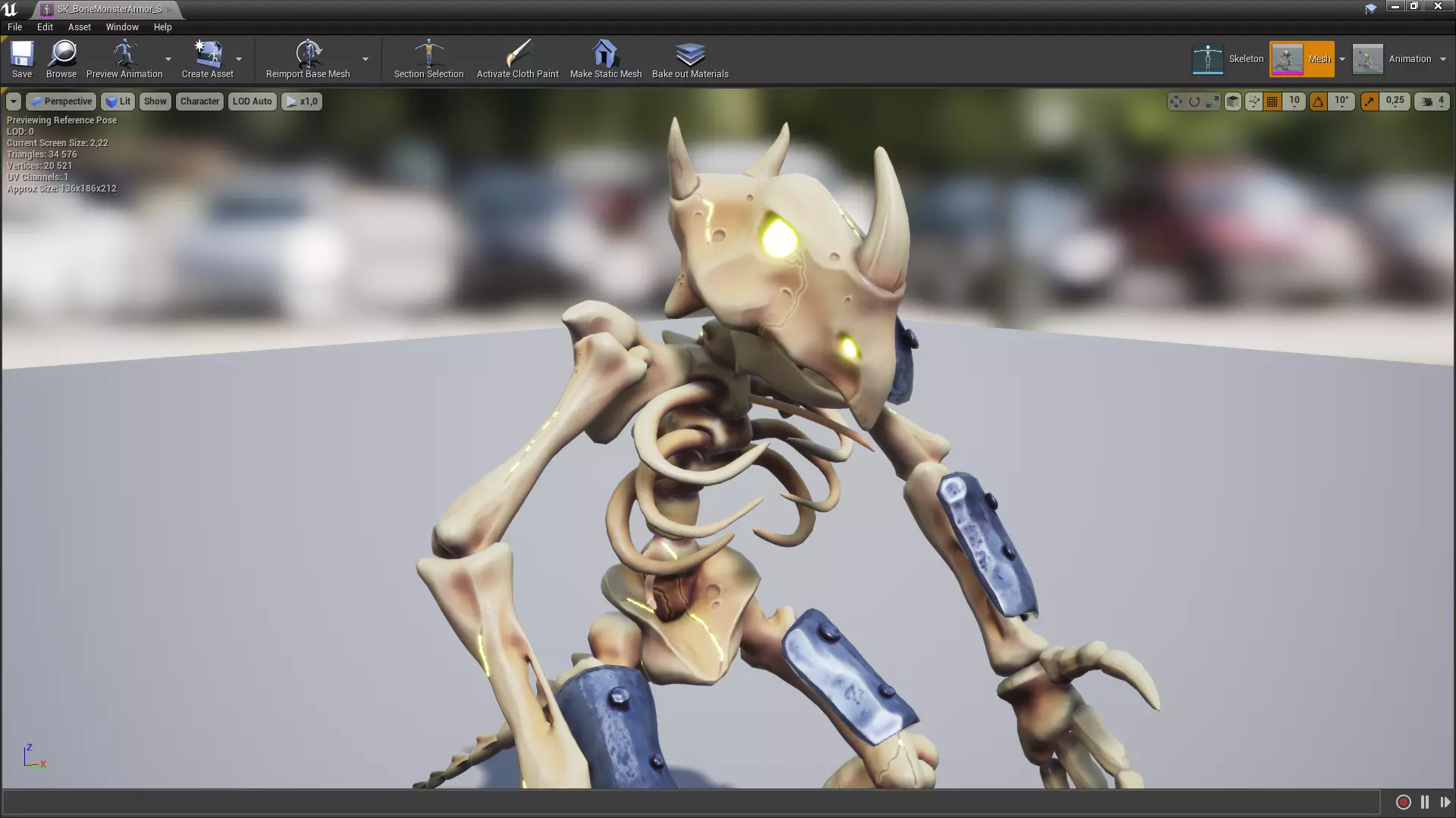 Bone monster Low-poly 3D model_0