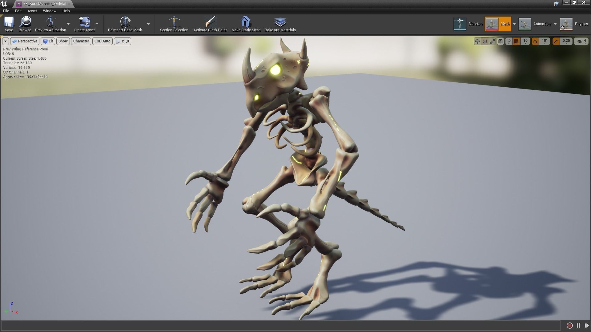 Bone monster Low-poly 3D model_4