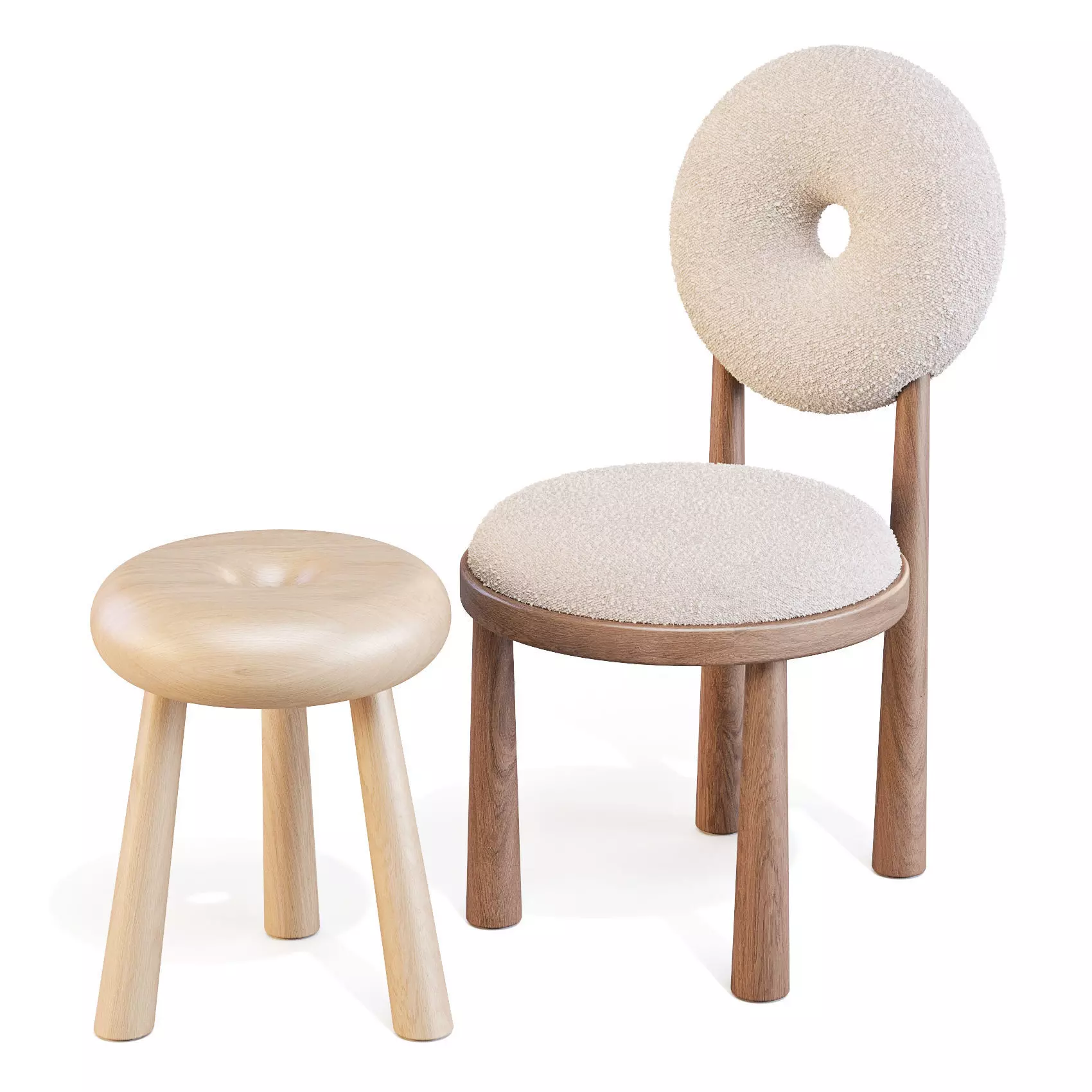 Emmanuelle Simon Baba - Dining Chair and Stool 3D model_0